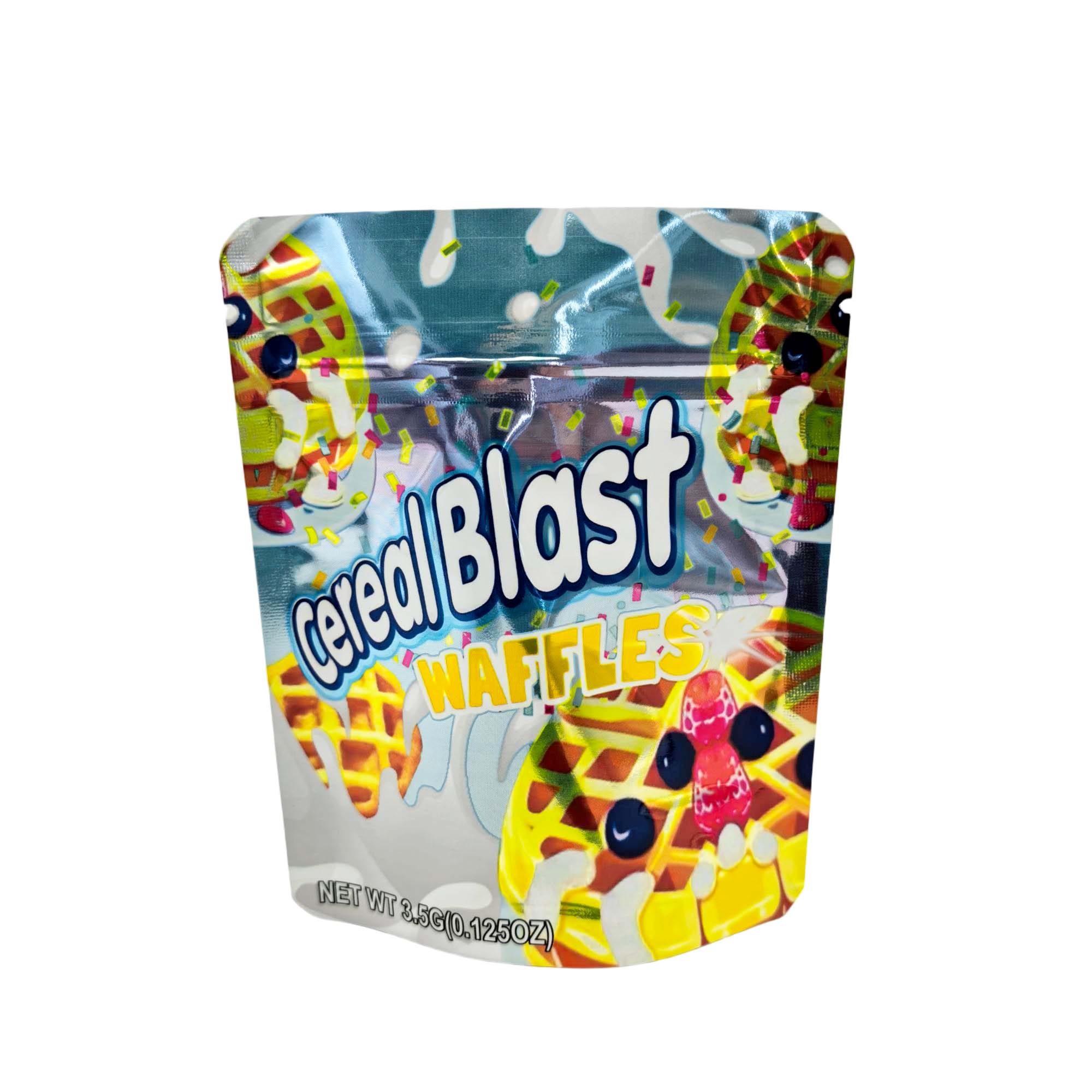 3.5 Gram Mylar Bag – Premium Smell-Proof Packaging - Cereal Blast - Waffles (50 Count) MB-35G-115