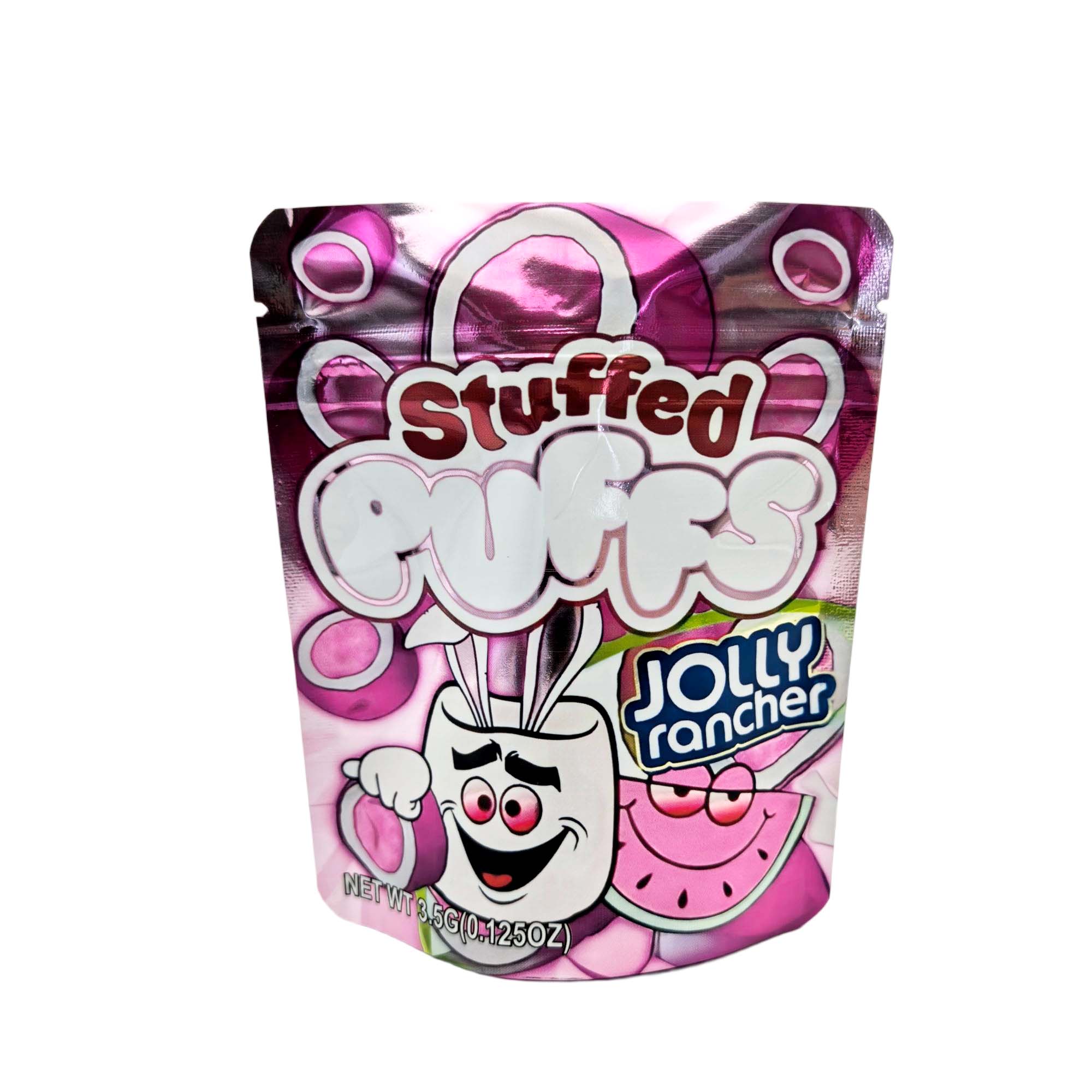 3.5 Gram Mylar Bag – Premium Smell-Proof Packaging - Stuffed Puffs - Jolly Rancher (50 Count) MB-35G-119