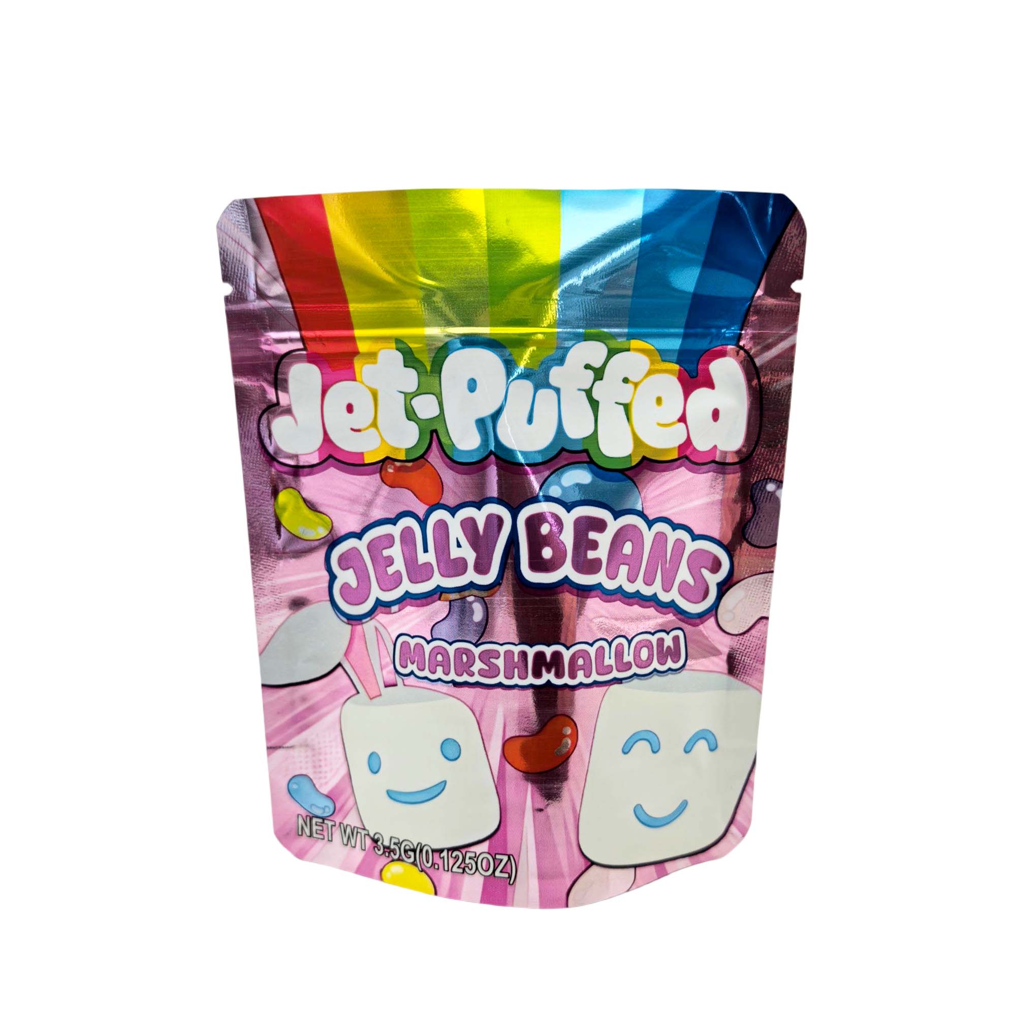 3.5 Gram Mylar Bag – Premium Smell-Proof Packaging - Jet-Puffed - Jelly Beans Marshmallow (50 Count) MB-35G-120