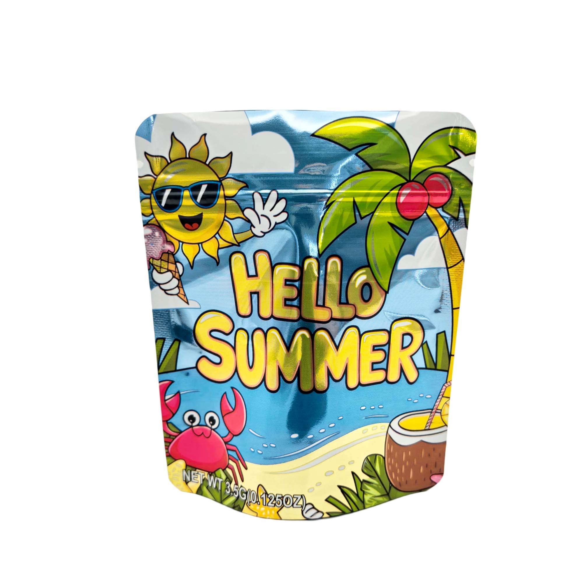3.5 Gram Mylar Bag – Premium Smell-Proof Packaging - Hello Summer (50 Count) MB-35G-121