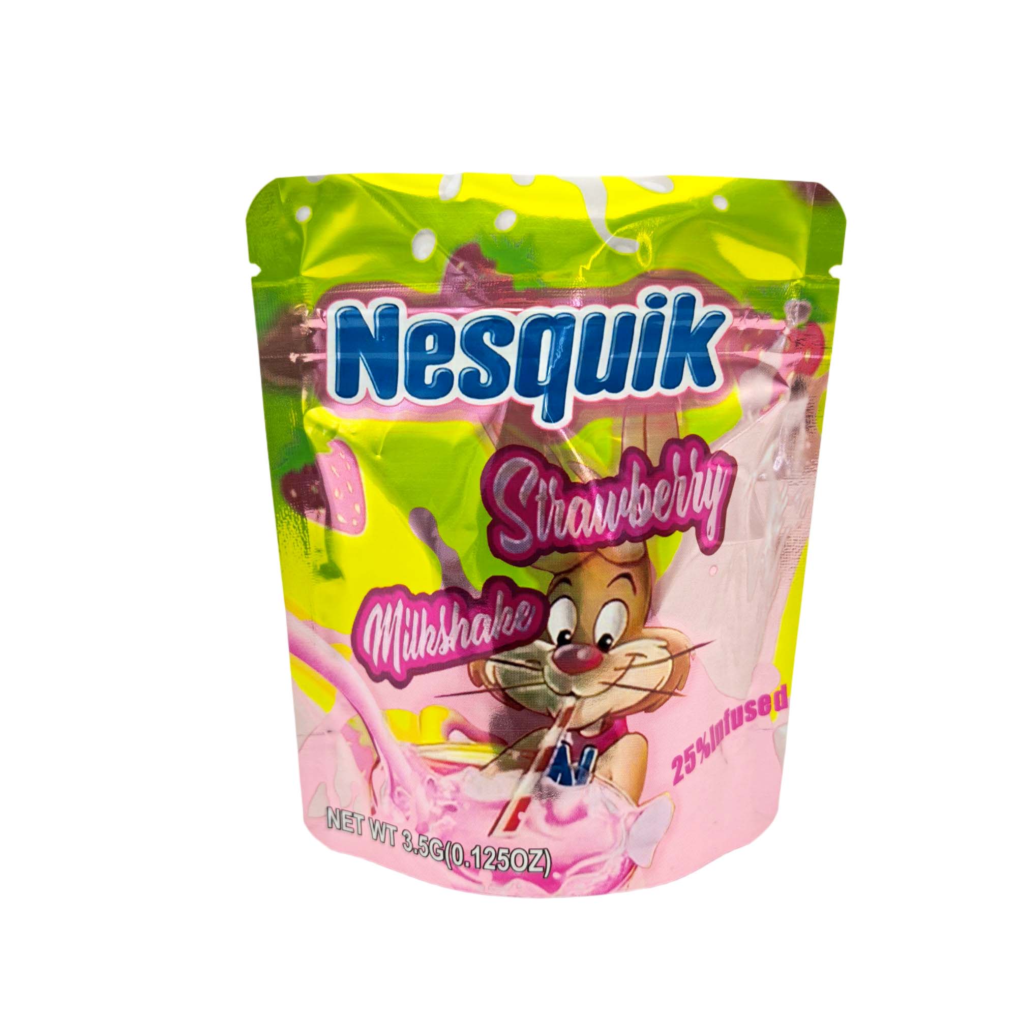 3.5 Gram Mylar Bag – Premium Smell-Proof Packaging - Nesquik - Strawberry Milkshake (50 Count) MB-35G-134