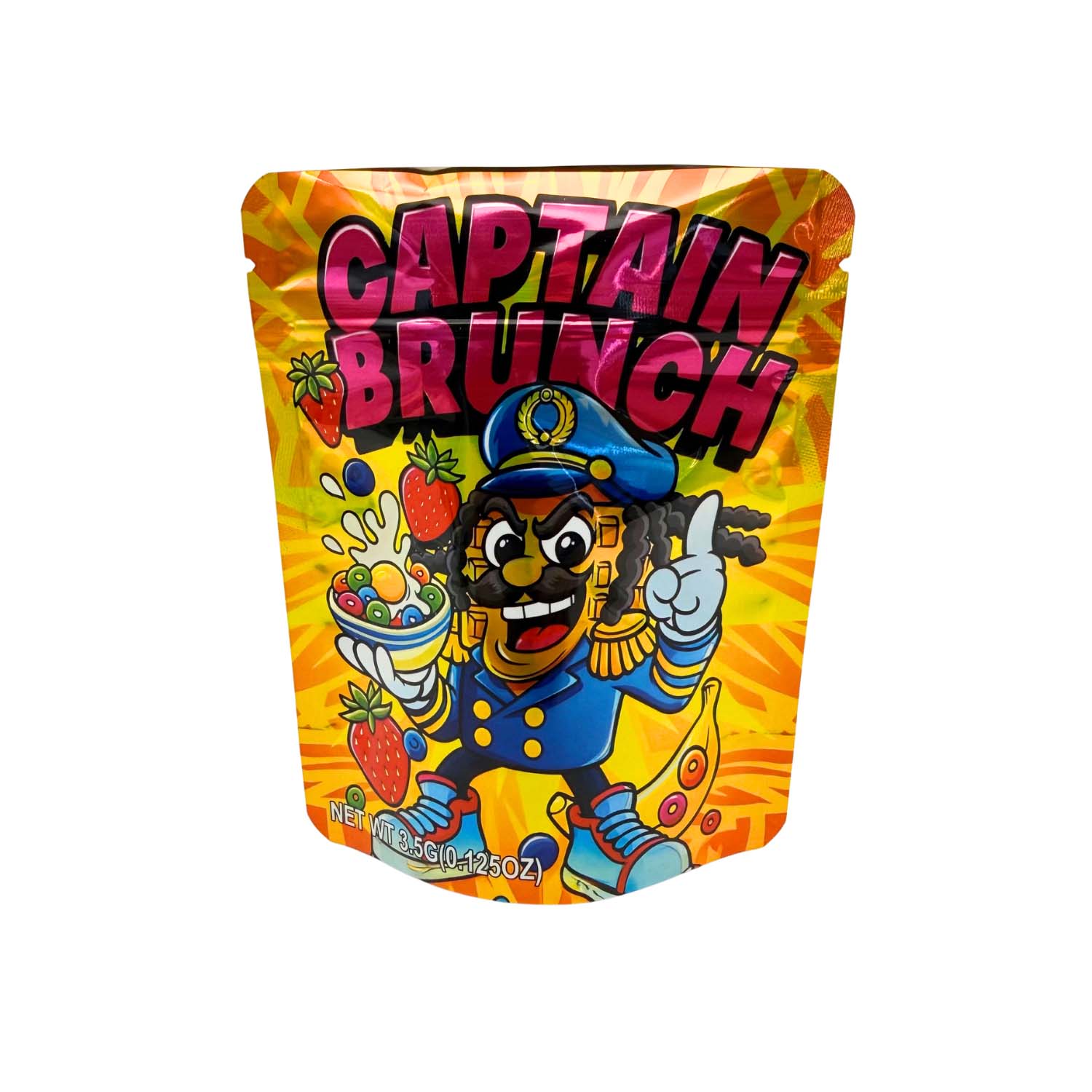 3.5 Gram Mylar Bag – Premium Smell-Proof Packaging - Captain Brunch (50 Count) MB-35G-145