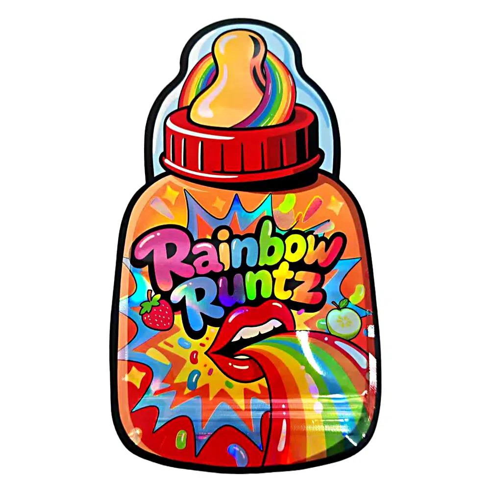 3.5g Designer Shape Mylar Bag – Premium Packaging (50 Count) Rainbow Runtz - MB-BABY-001