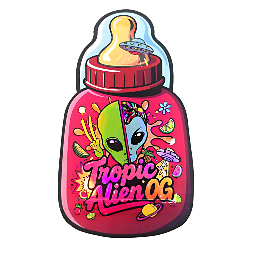 3.5g Designer Shape Mylar Bag – Premium Packaging (50 Count) Tropic Alien OG - MB-BABY-004