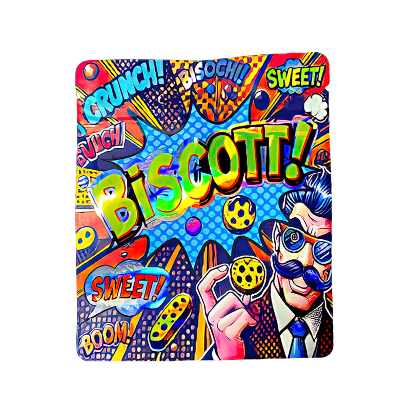 3.5g Shaped Mylar Bag Premium Smell-Proof Packaging - Biscott (50 Count) MB35-NSHAPE-003