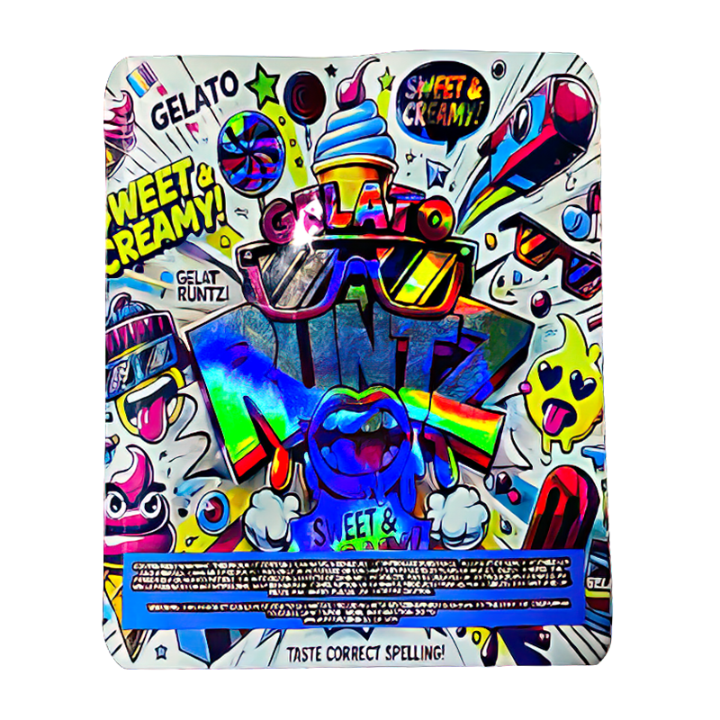 3.5g Shaped Mylar Bag Premium Smell-Proof Packaging - Gelato Runtz Sweet (50 Count) MB35-NSHAPE-006 - Image 2