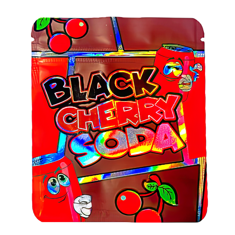 3.5g Shaped Mylar Bag Premium Smell-Proof Packaging - Black Cherry Soda (50 Count) MB35-NSHAPE-007