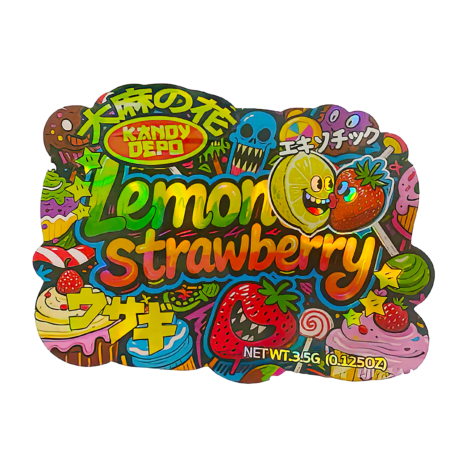 3.5g Shaped Mylar Bag (50 Count) Kandy Depo Lemon Strawberry MB35-SHAPE-024