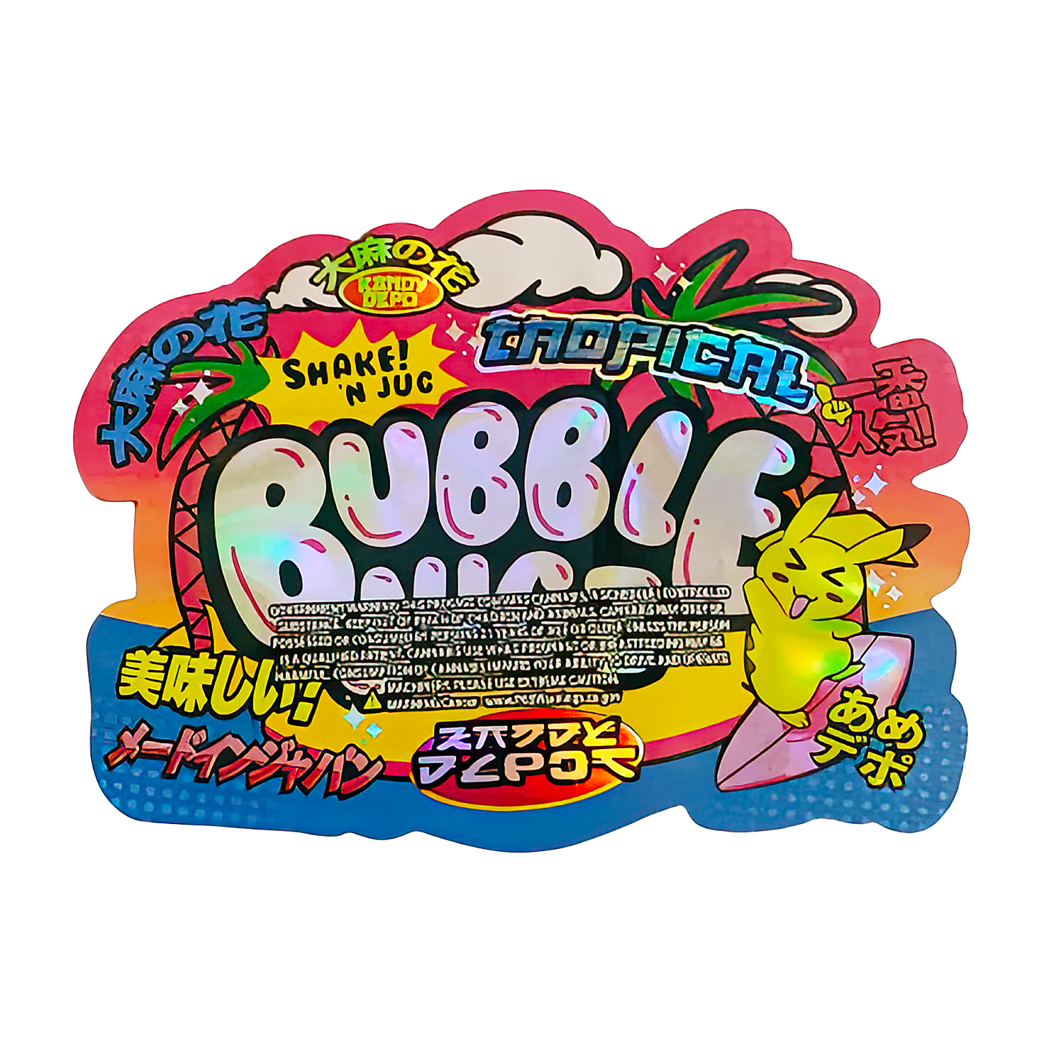 3.5g Shaped Mylar Bag (50 Count) Tropical Bubble Jugz MB35-SHAPE-026 - Image 2