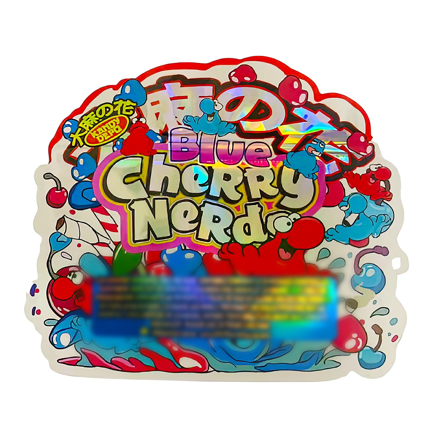 3.5g Shaped Mylar Bag (50 Count) Blue Cherry Nerds MB35-SHAPE-032 - Image 2