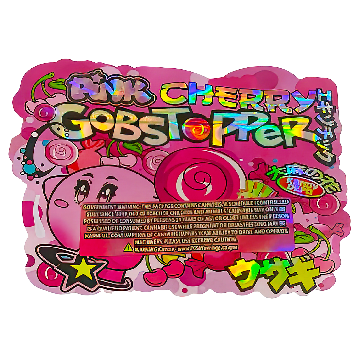 3.5g Shaped Mylar Bag (50 Count) Pink Cherry Gobstopper MB35-SHAPE-042 - Image 2