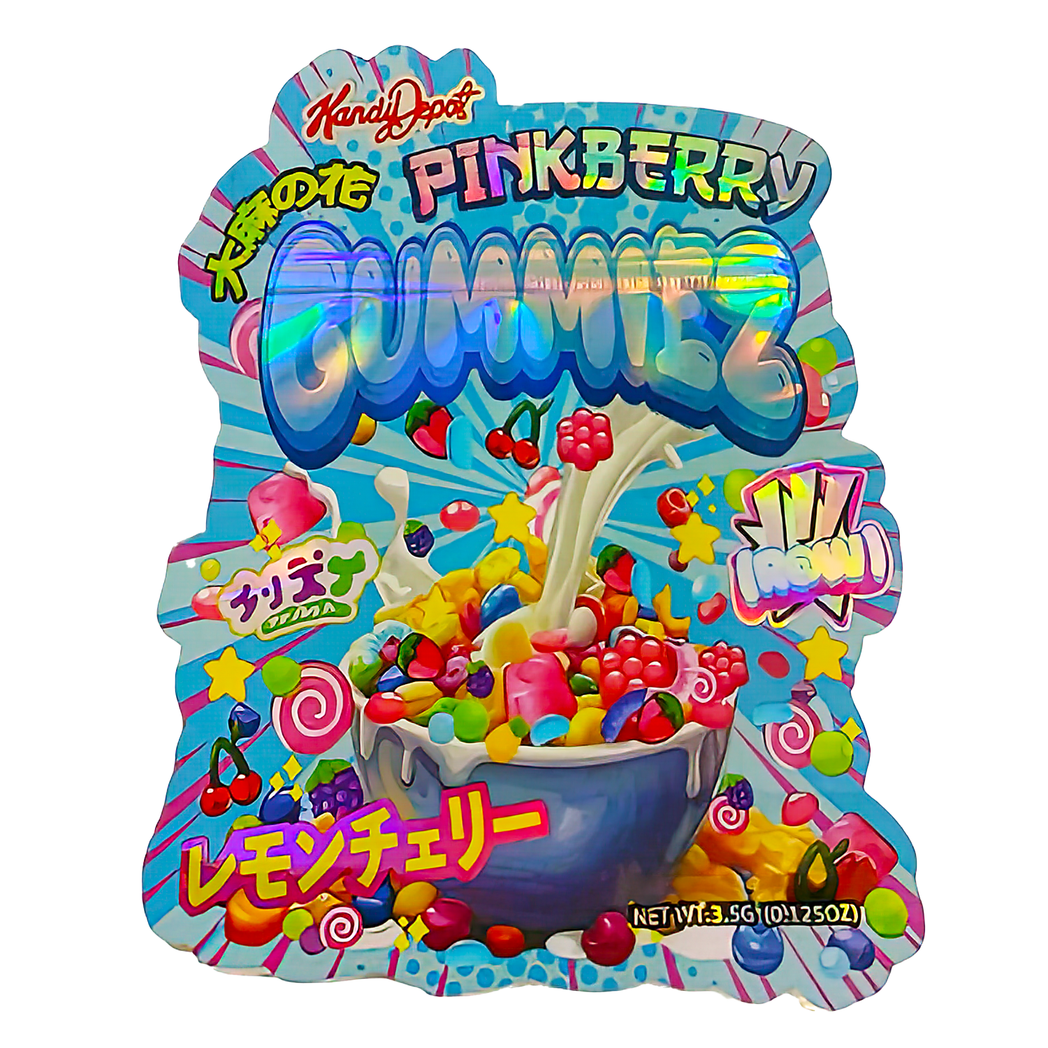 3.5g Shaped Mylar Bag (50 Count) PinkBerry Gummiez MB35-SHAPE-049