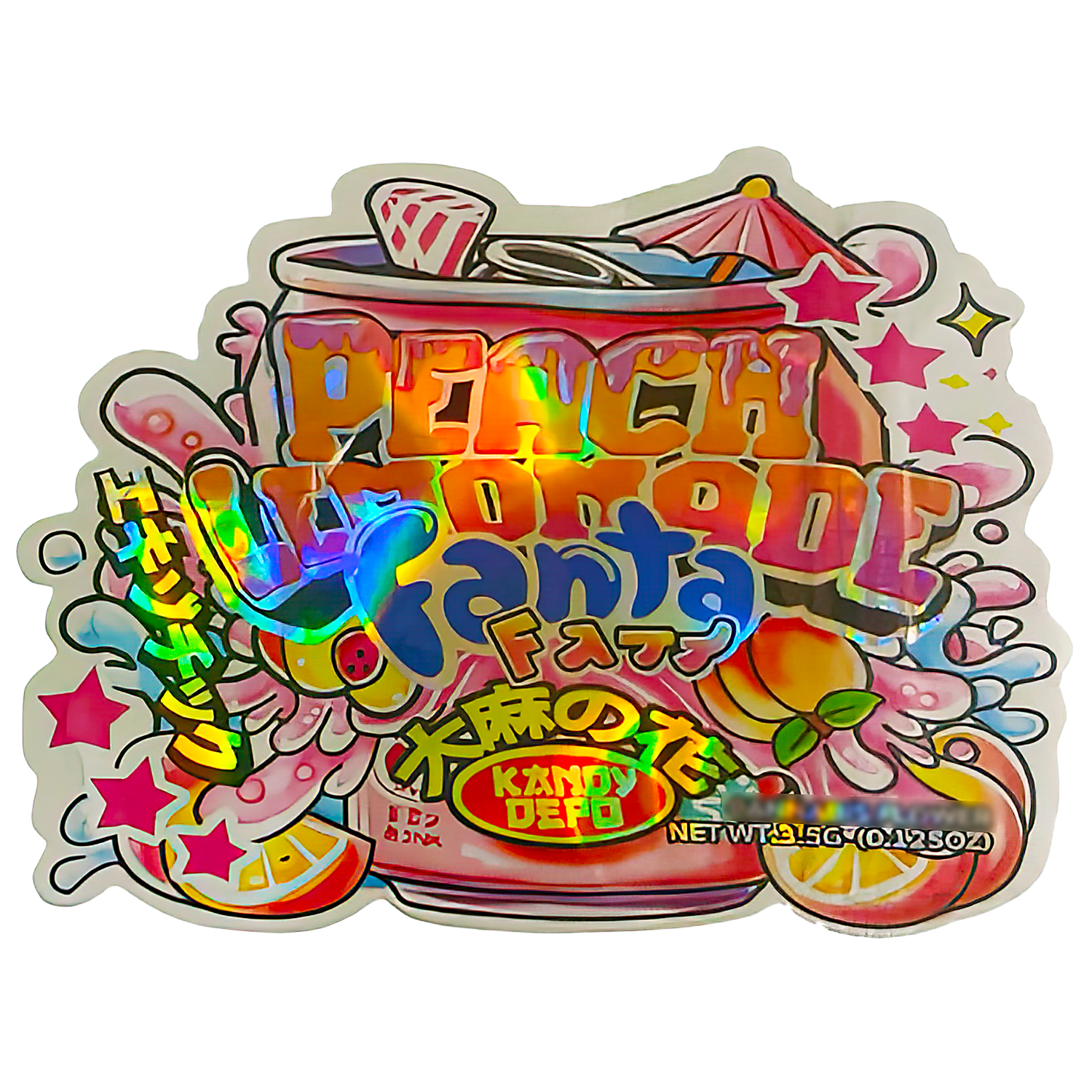 3.5g Shaped Mylar Bag (50 Count) Peach Lemonade Fanta Fatt MB35-SHAPE-053