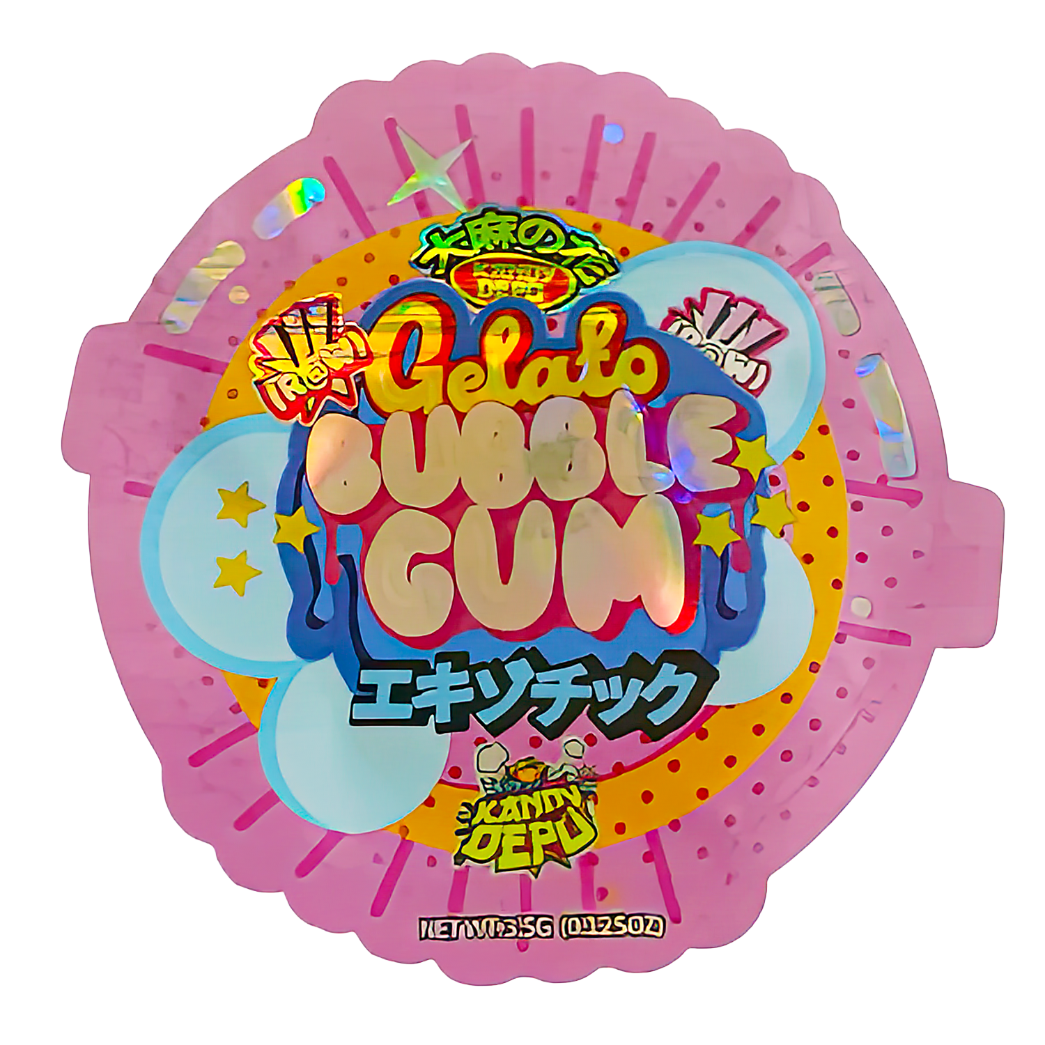3.5g Shaped Mylar Bag (50 Count) Gelato Bubble Gum MB35-SHAPE-055