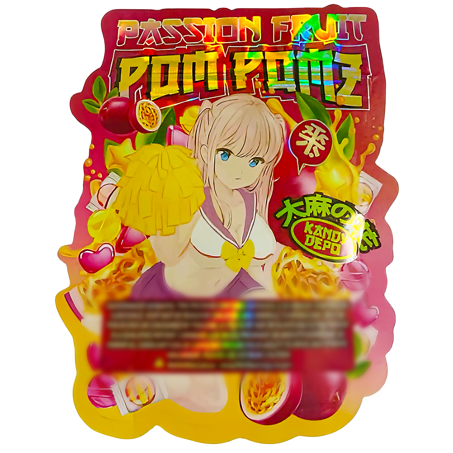 3.5g Shaped Mylar Bag (50 Count) Passion Fruit Pom Pomz MB35-SHAPE-060 - Image 2
