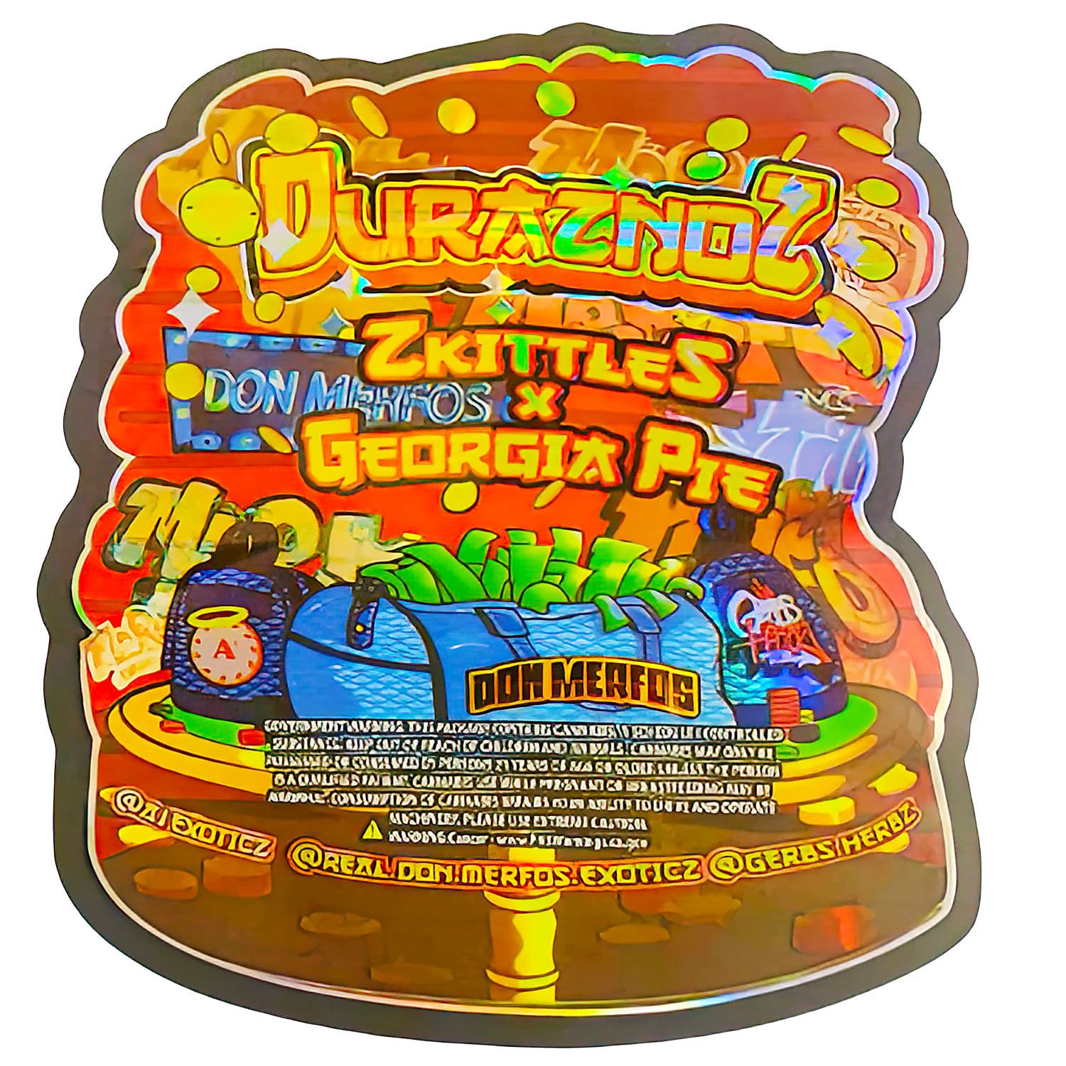 3.5g Shaped Mylar Bag (50 Count) Duraznoz Zkittles X Georgia Pie MB35-SHAPE-067 - Image 2