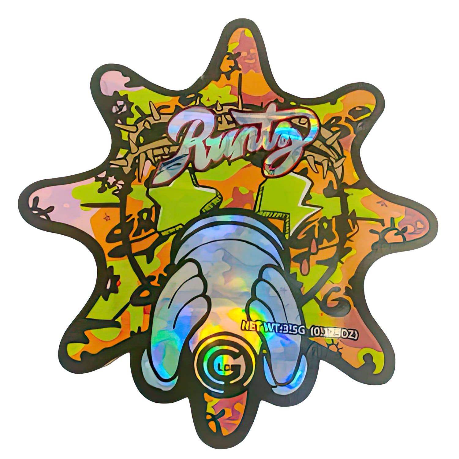 3.5g Shaped Mylar Bag (50 Count) Runtz MB35-SHAPE-090