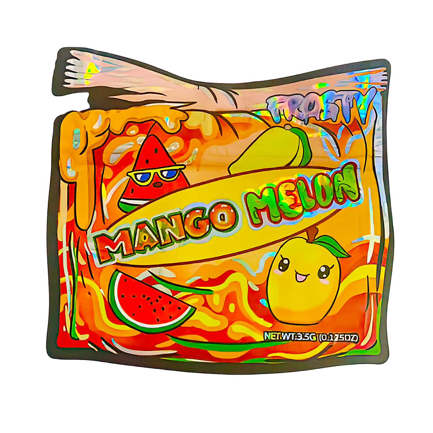 3.5g Shaped Mylar Bag (50 Count) Frosty Mango Melon MB35-SHAPE-096