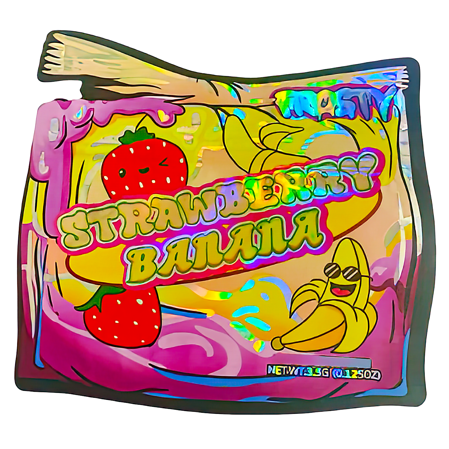 3.5g Shaped Mylar Bag (50 Count) Strawberry Banana MB35-SHAPE-097