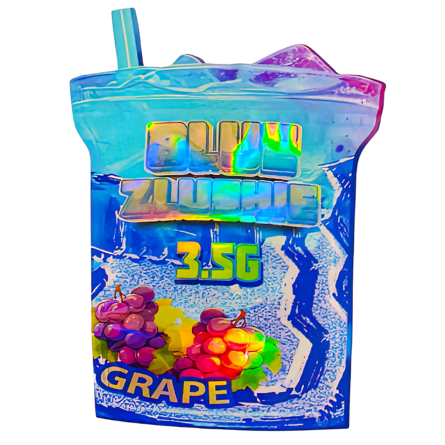 3.5g Shaped Mylar Bag (50 Count) Blue Zlushie Grape MB35-SHAPE-113
