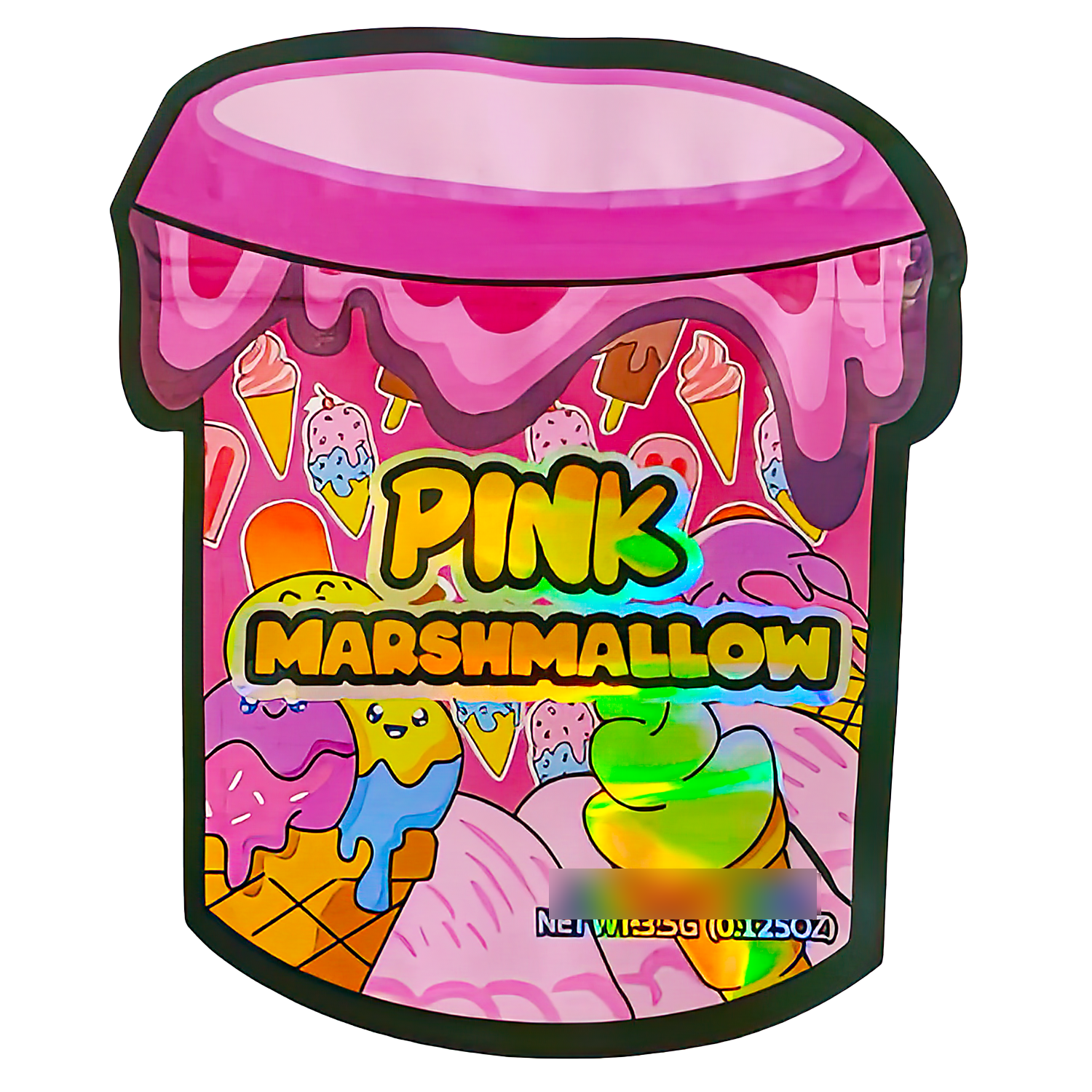3.5g Shaped Mylar Bag (50 Count) Pink Marshmallow MB35-SHAPE-114