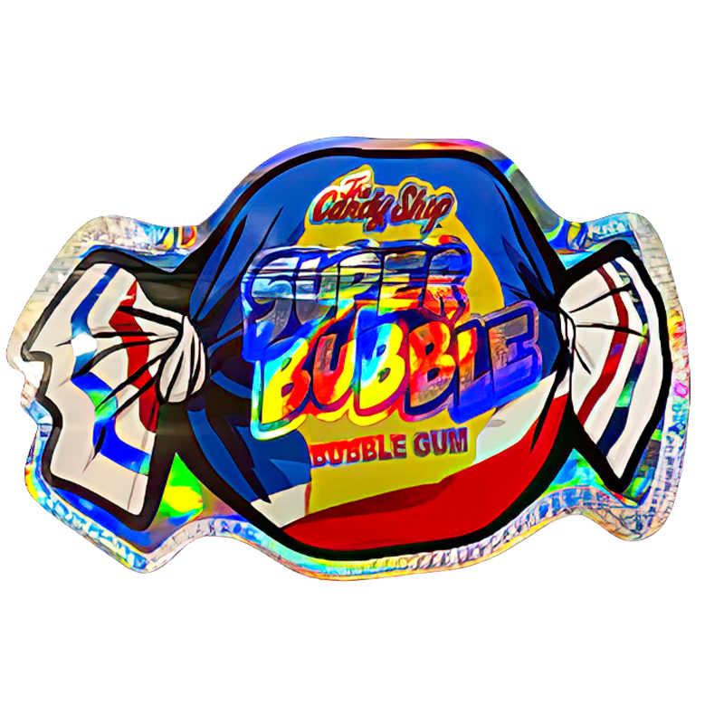 50 Pack - 3.5G Shaped Mylar Bags - The Candy Shop Super Bubble Gum - MB35-SHAPE-153