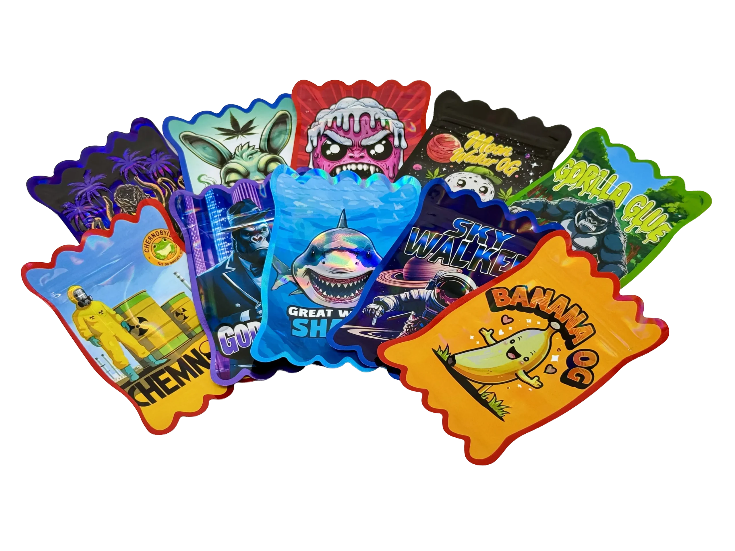 (50 Count) 3.5g Mylar Bags Mix Designs (CANDY WRAPPER)