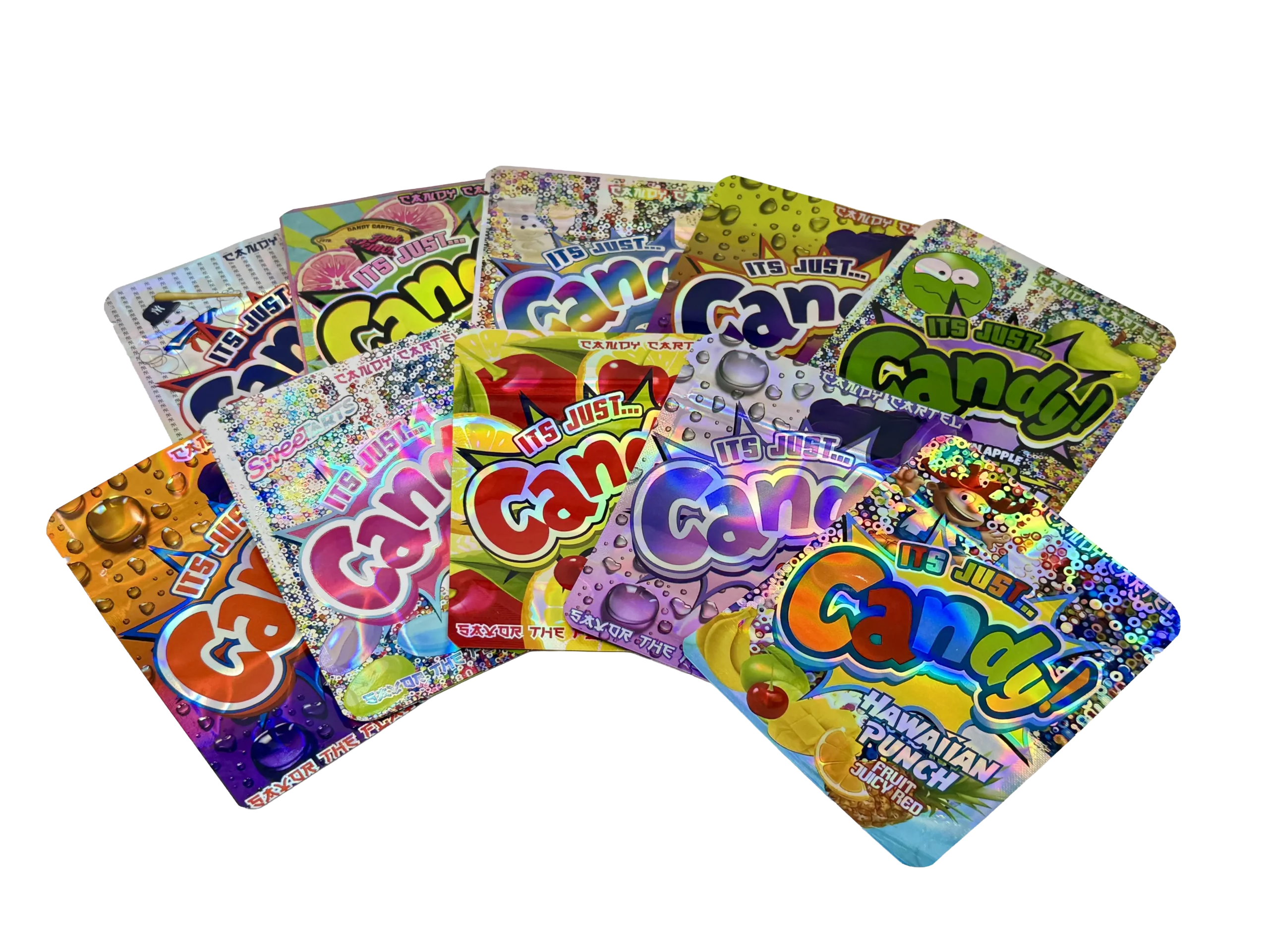 (50 Count) 3.5g Mylar Bags Mix Designs (IT’S JUST CANDY)