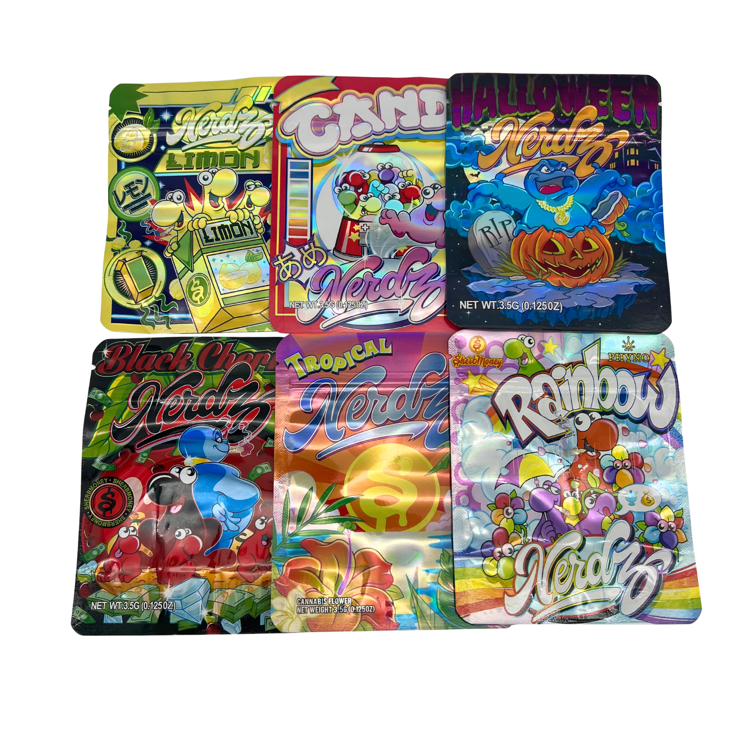 (50 Count) 3.5g Mylar Bags Mix Designs (NERDZ) - Image 3