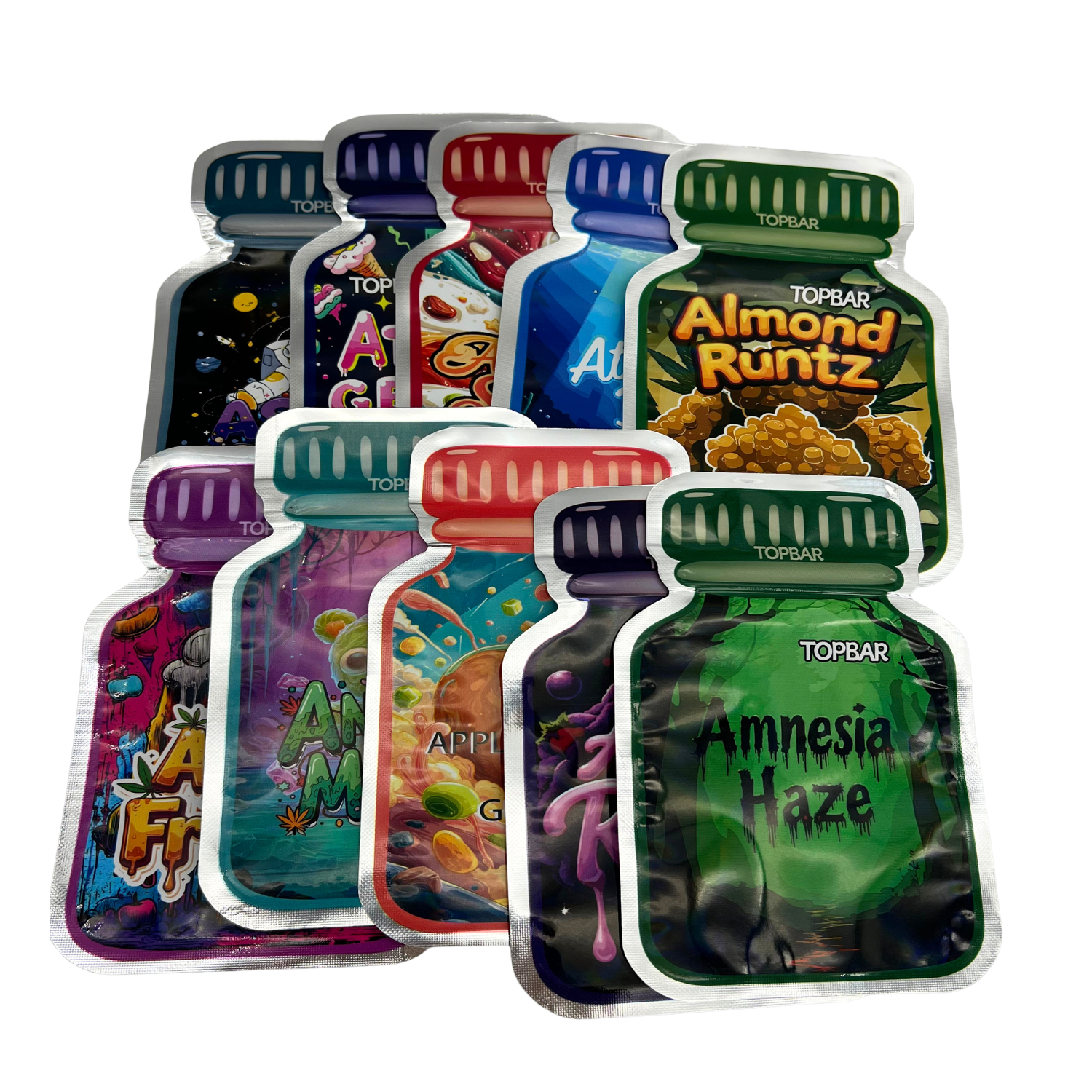 (50 Count) 3.5g Mylar Bags Mix Designs (PHARMA BOTTLE) - Image 2