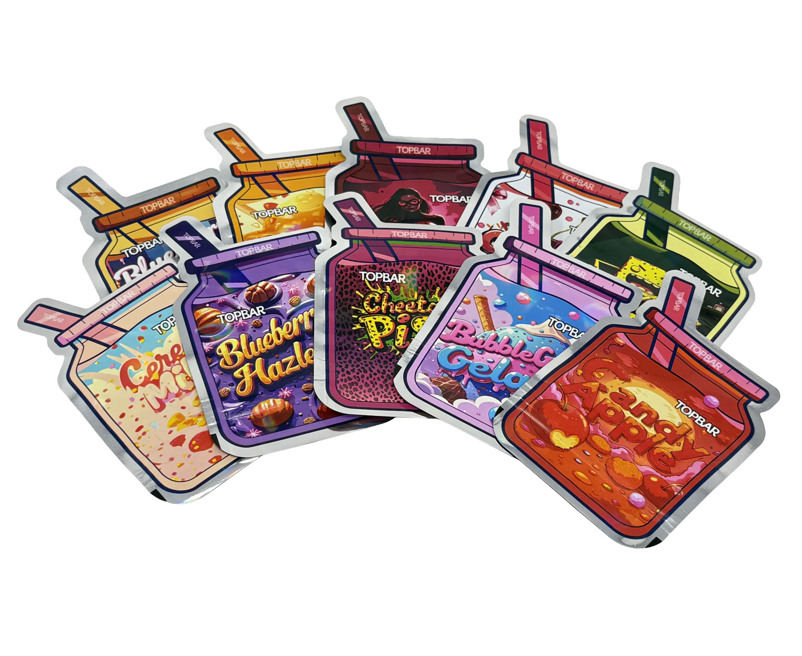 (50 Count) 3.5g Mylar Bags Mix Designs (STRAW JAR)