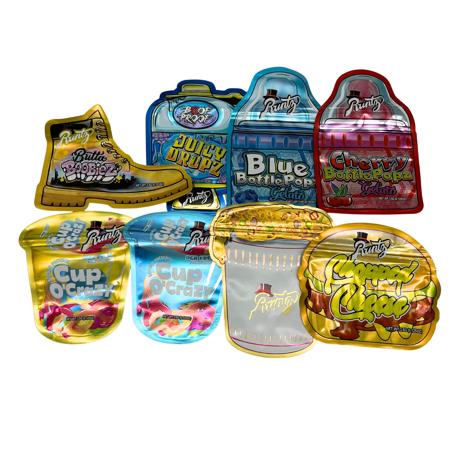 (50 Pack) 3.5 Mylar Bag Mix Collection (SHAPED RUNTZ) - Image 4