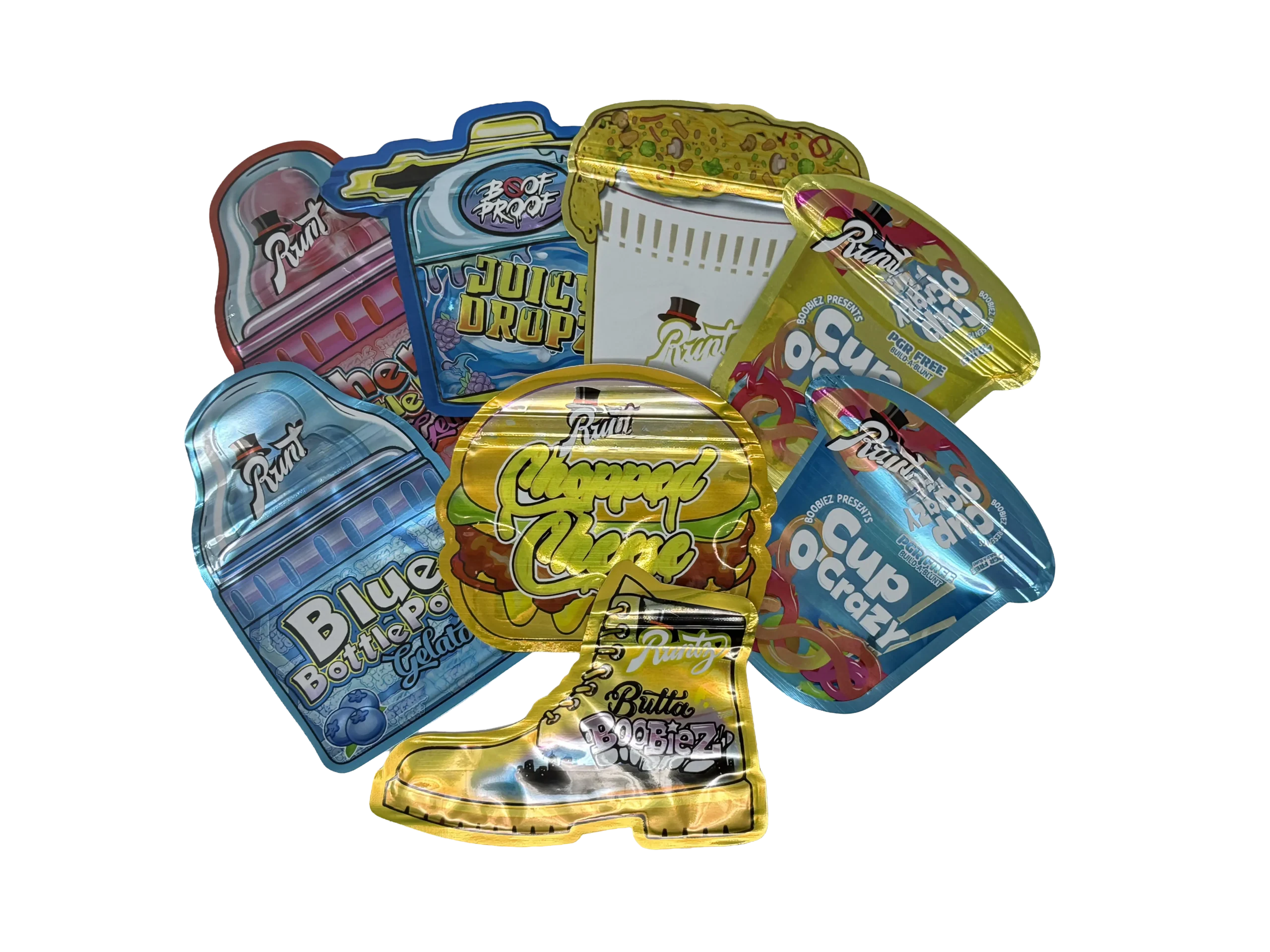 (50 Pack) 3.5 Mylar Bag Mix Collection (SHAPED RUNTZ) - Image 2