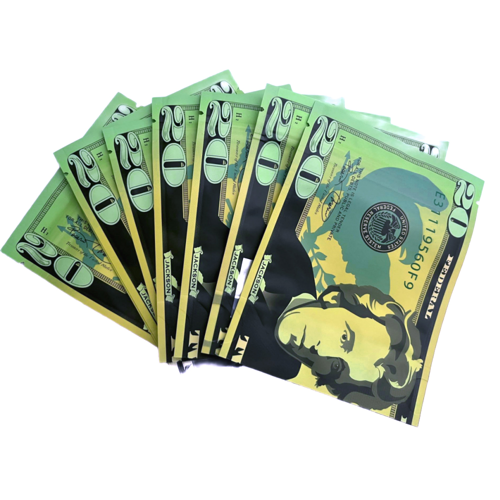 3.5 Gram Money Mylar Bag - Twenty Dollar Bill (50 Count)