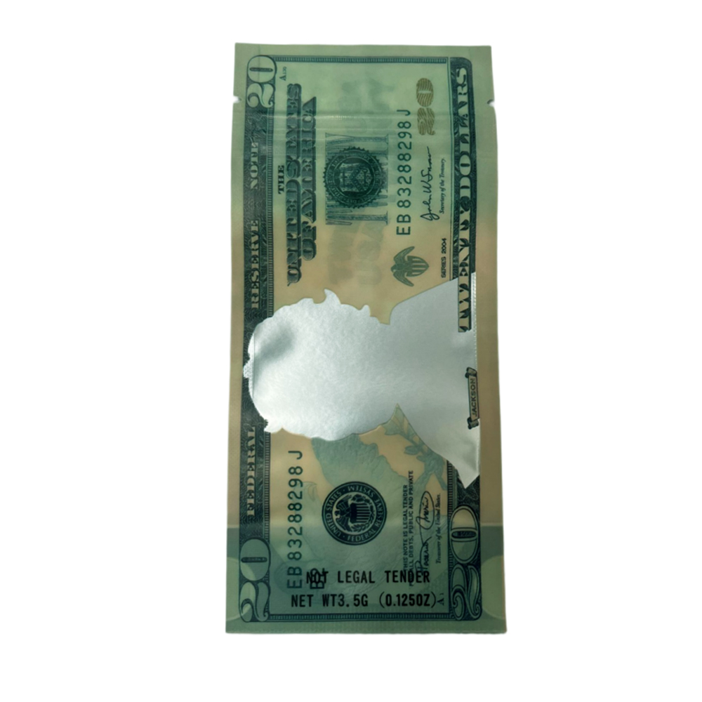 3.5 Gram Money Mylar Bag – Premium Smell-Proof Packaging - Twenty Dollar Bill Who (50 Count) MMB-35G-008 - Image 5