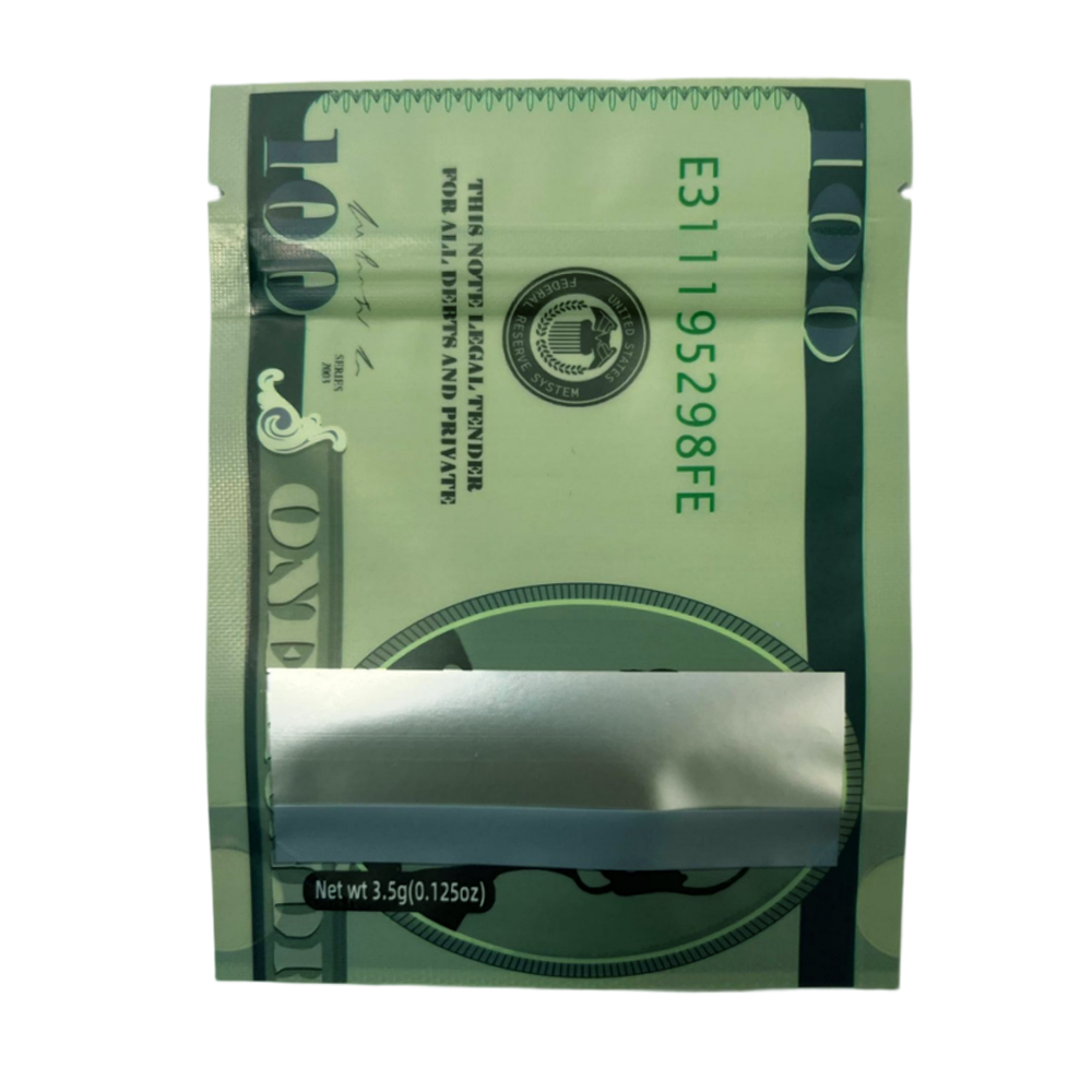 3.5 Gram Money Mylar Bag – Premium Smell-Proof Packaging - Hundred Dollar Bill Ver 2 (50 Count) MMB-35G-011 - Image 3