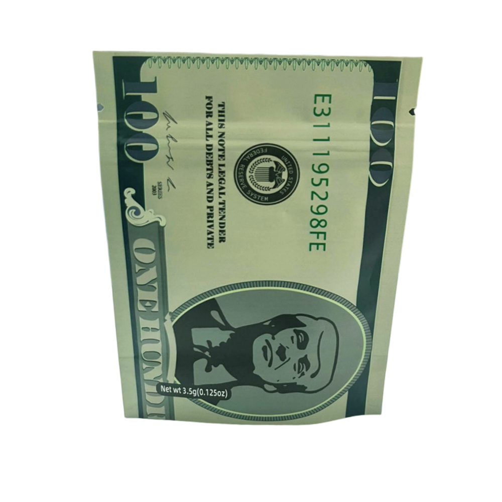 3.5 Gram Money Mylar Bag – Premium Smell-Proof Packaging - Hundred Dollar Bill Ver 2 (50 Count) MMB-35G-011 - Image 4