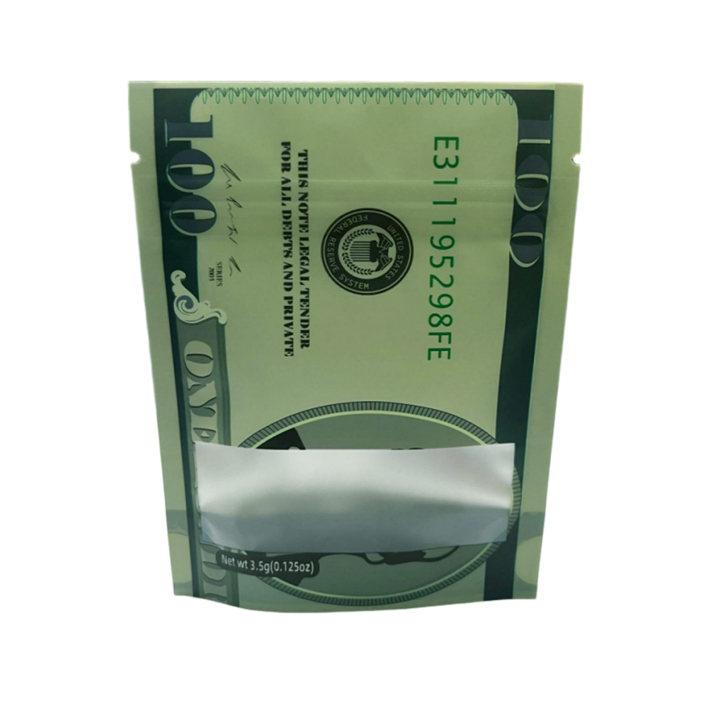 3.5 Gram Money Mylar Bag – Premium Smell-Proof Packaging - Hundred Dollar Bill Ver 2 (50 Count) MMB-35G-011 - Image 5