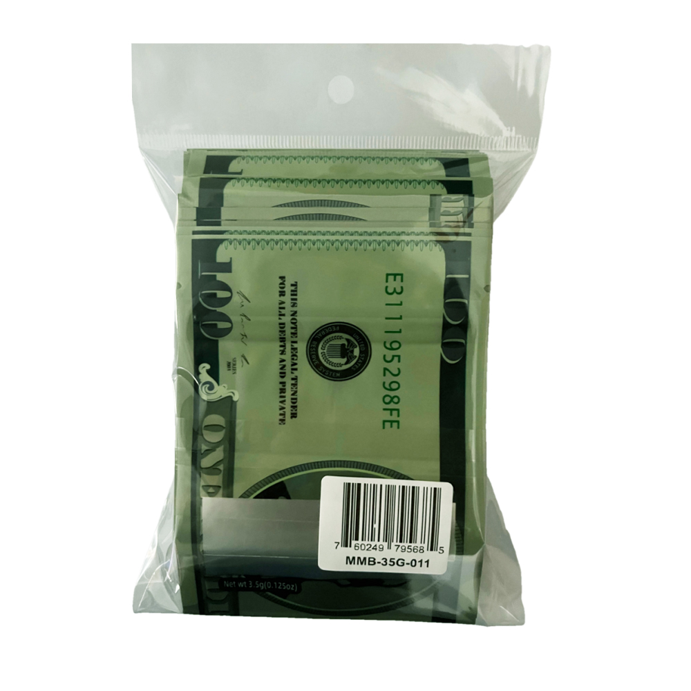 3.5 Gram Money Mylar Bag – Premium Smell-Proof Packaging - Hundred Dollar Bill Ver 2 (50 Count) MMB-35G-011 - Image 7