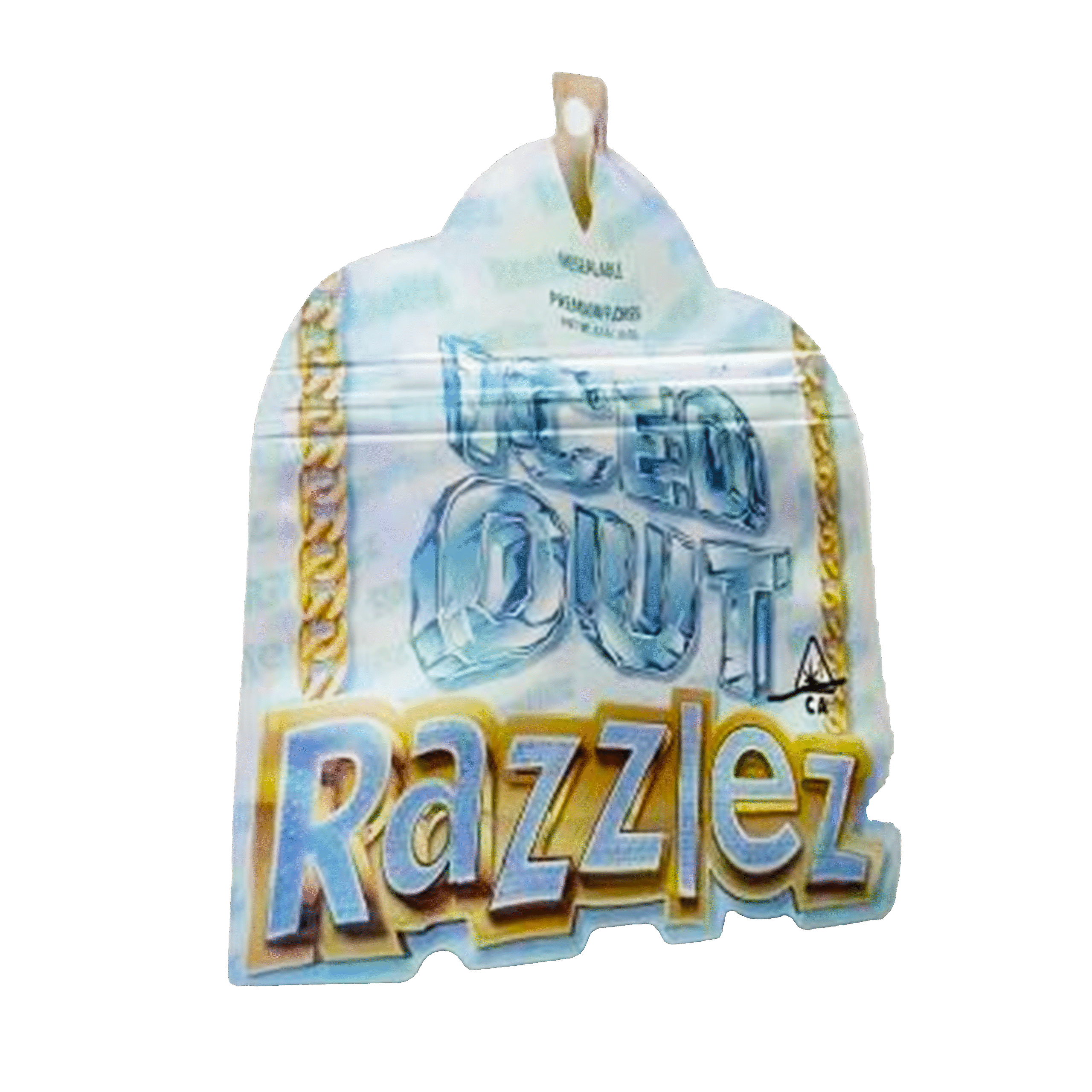 3.5g Shaped Mylar Bag – Premium Smell-Proof Packaging - Iced Out Razzlez (50 Count) SMB-35G-034