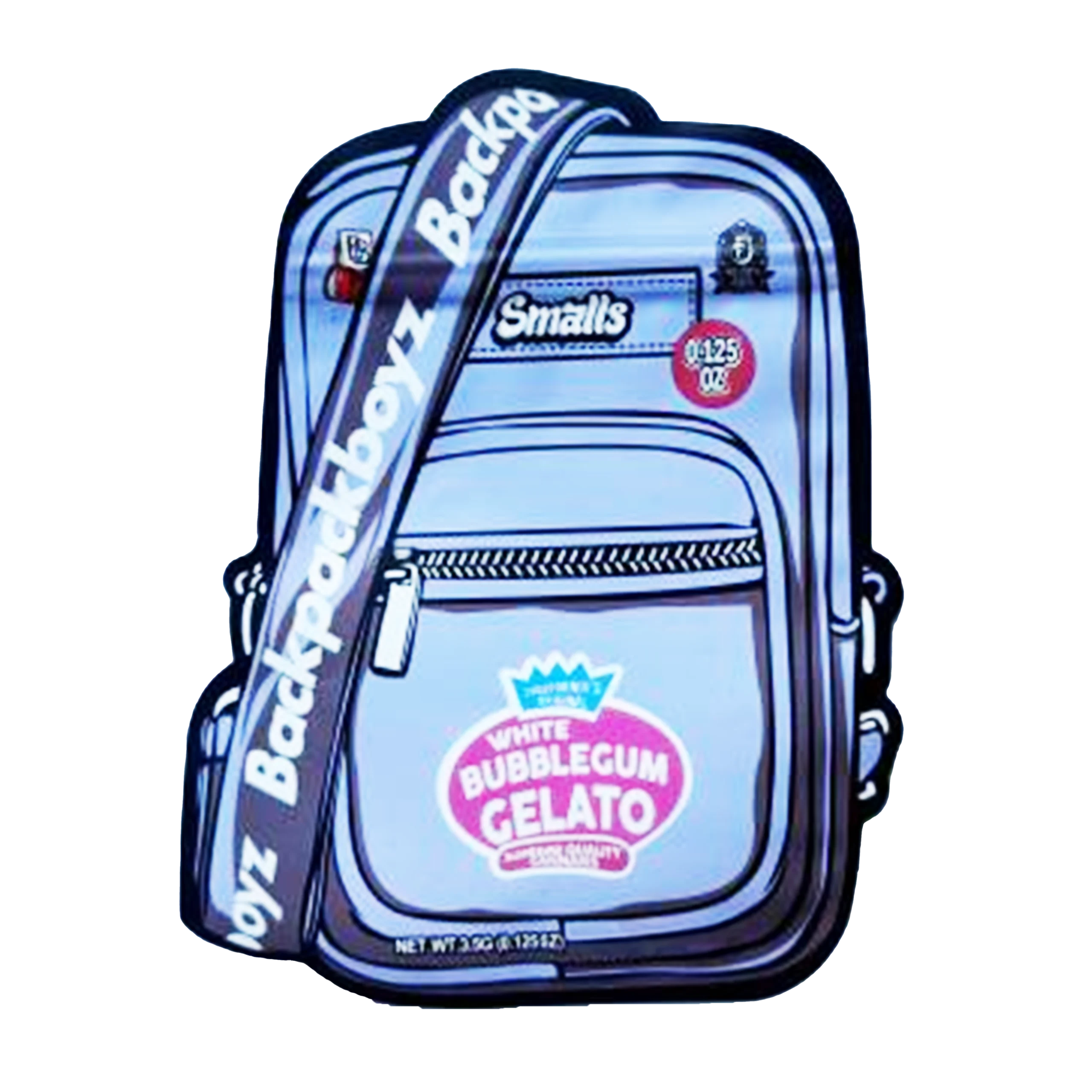 3.5g Shaped Mylar Bag – Premium Smell-Proof Packaging - Backpack Boyz White Bubblegum Gelato (50 Count) SMB-35G-046