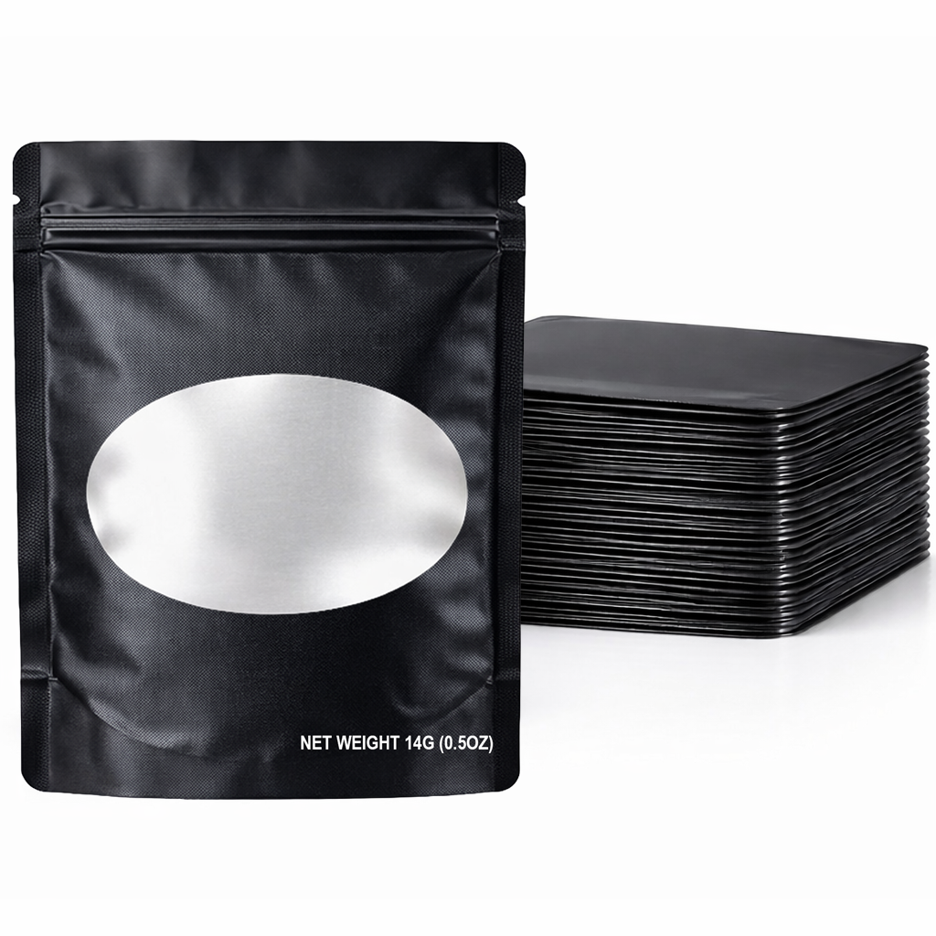 14 Gram Mylar Bag – Premium Smell-Proof Flower Packaging - Dark Grey Solid Color (50 Count) SMBW-14G-001