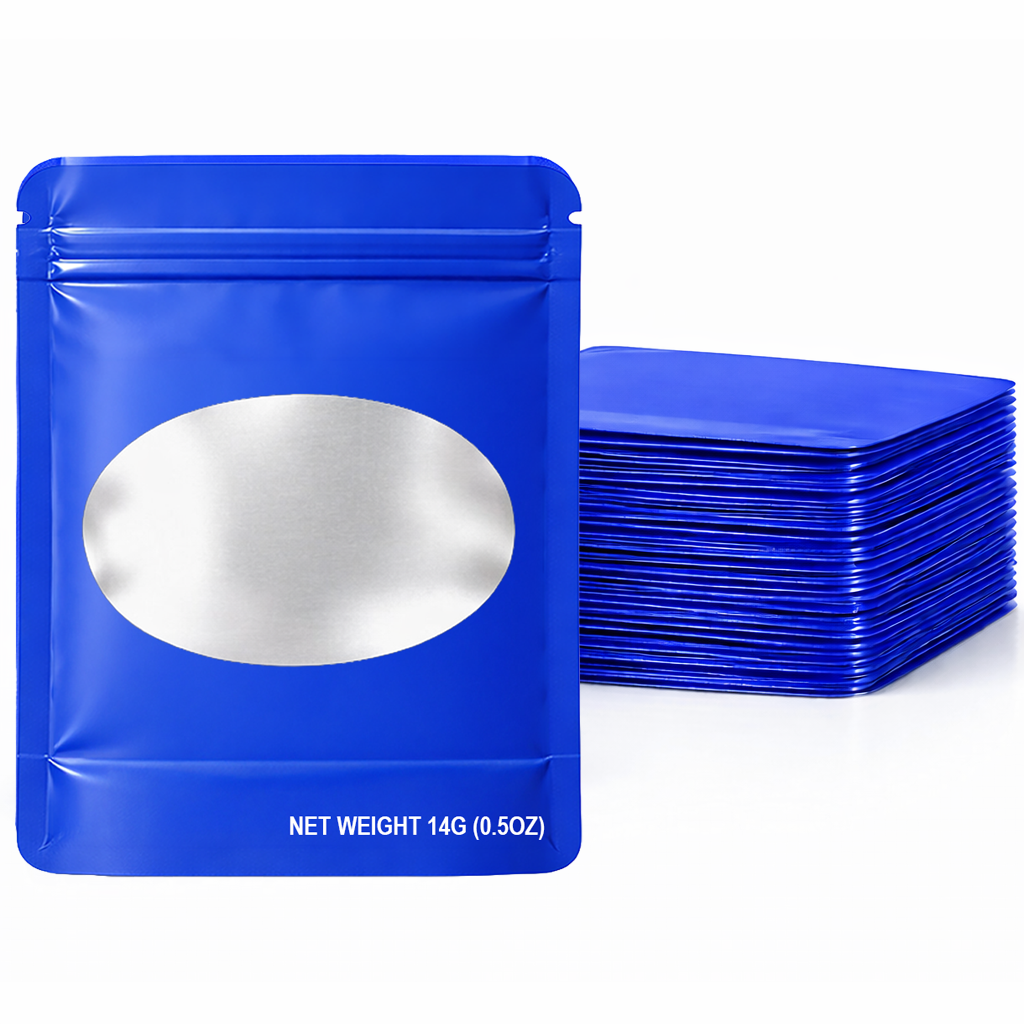 14 Gram Mylar Bag – Premium Smell-Proof Flower Packaging - Royal Blue Solid Color (50 Count) SMBW-14G-002