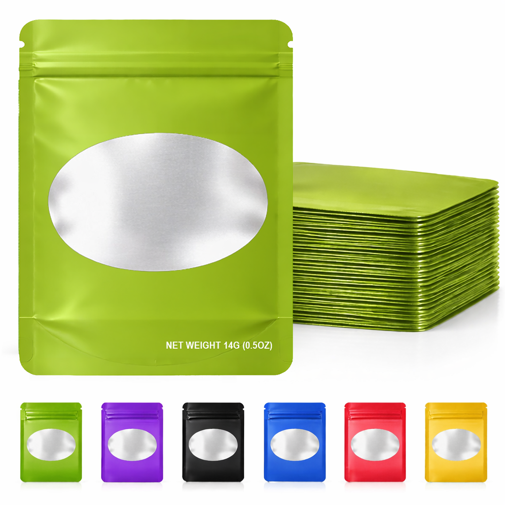 14 Gram Mylar Bag – Premium Smell-Proof Flower Packaging - Lime Green Solid Color (50 Count) SMBW-14G-003 - Image 6