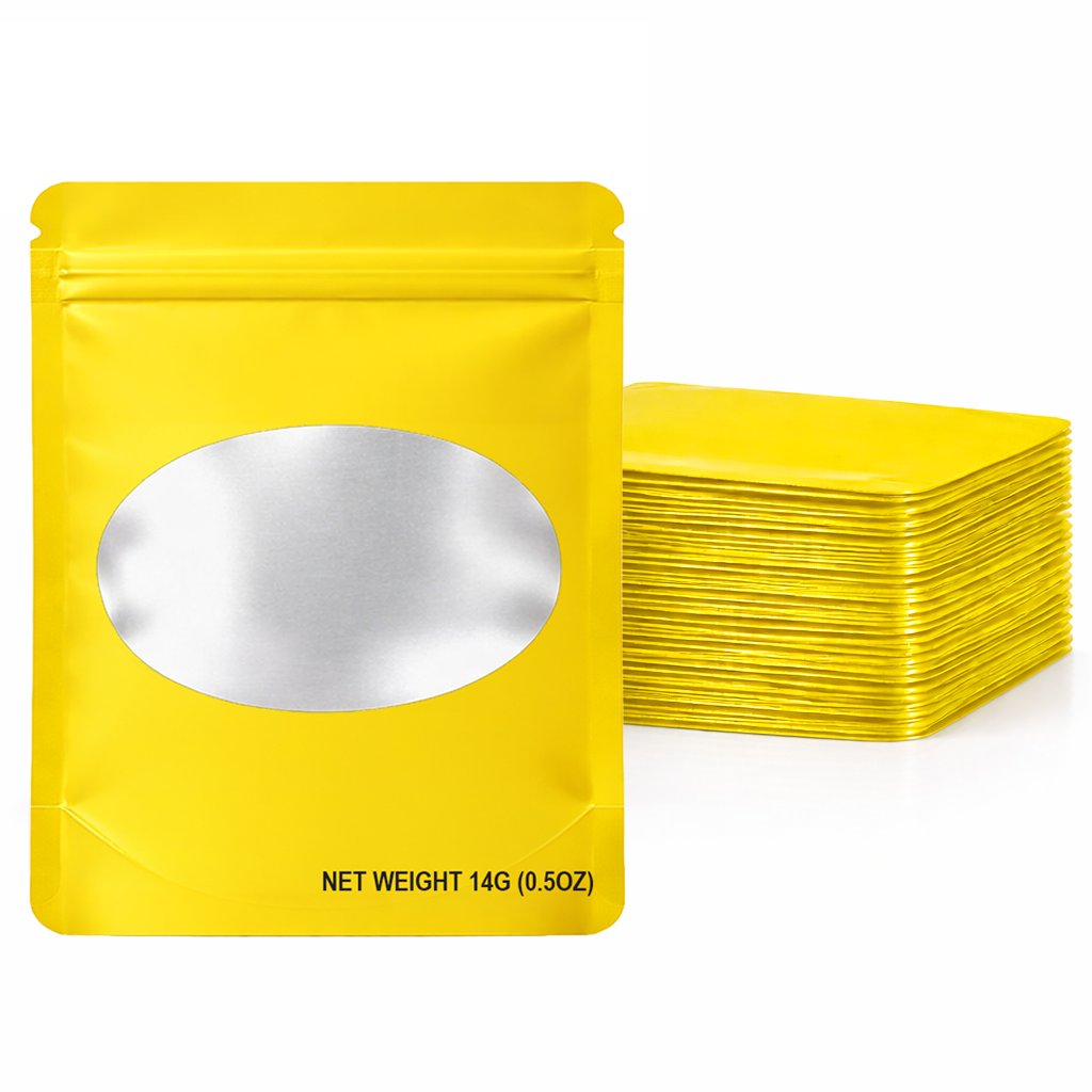 14 Gram Mylar Bag – Premium Smell-Proof Flower Packaging - Yellow Solid Color (50 Count) SMBW-14G-004
