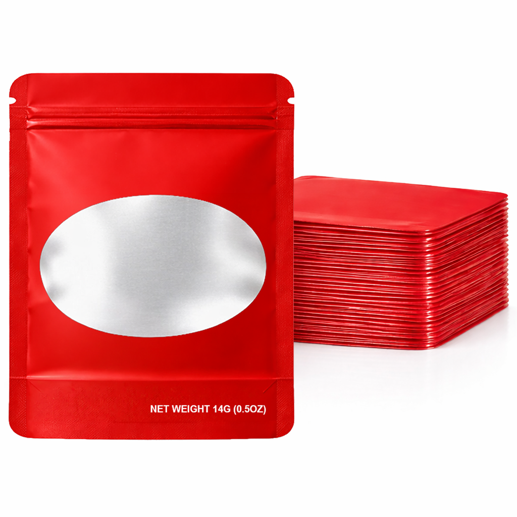 14 Gram Mylar Bag – Premium Smell-Proof Flower Packaging - Red Solid Color (50 Count) SMBW-14G-005