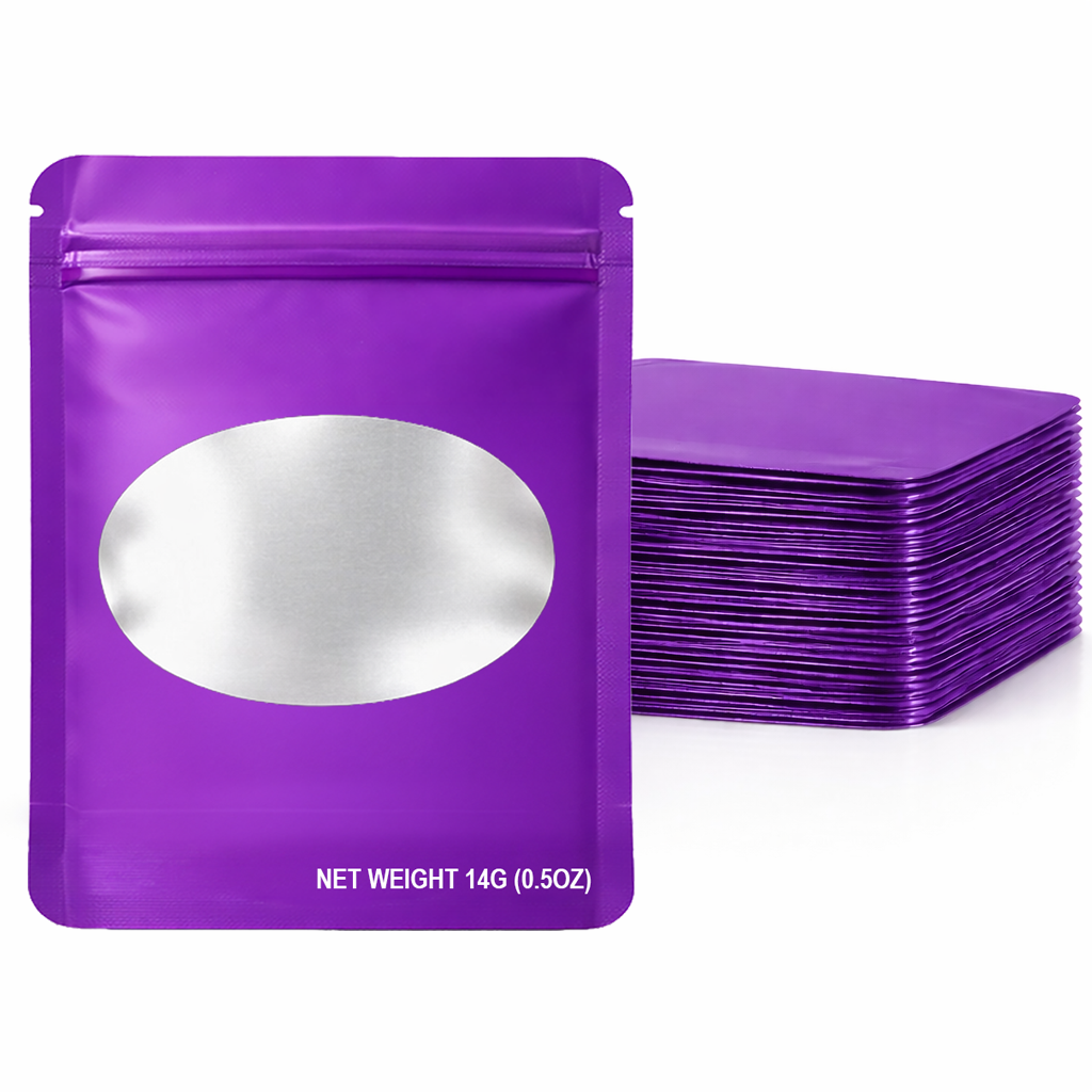 14 Gram Mylar Bag – Premium Smell-Proof Flower Packaging - Purple Solid Color (50 Count) SMBW-14G-006