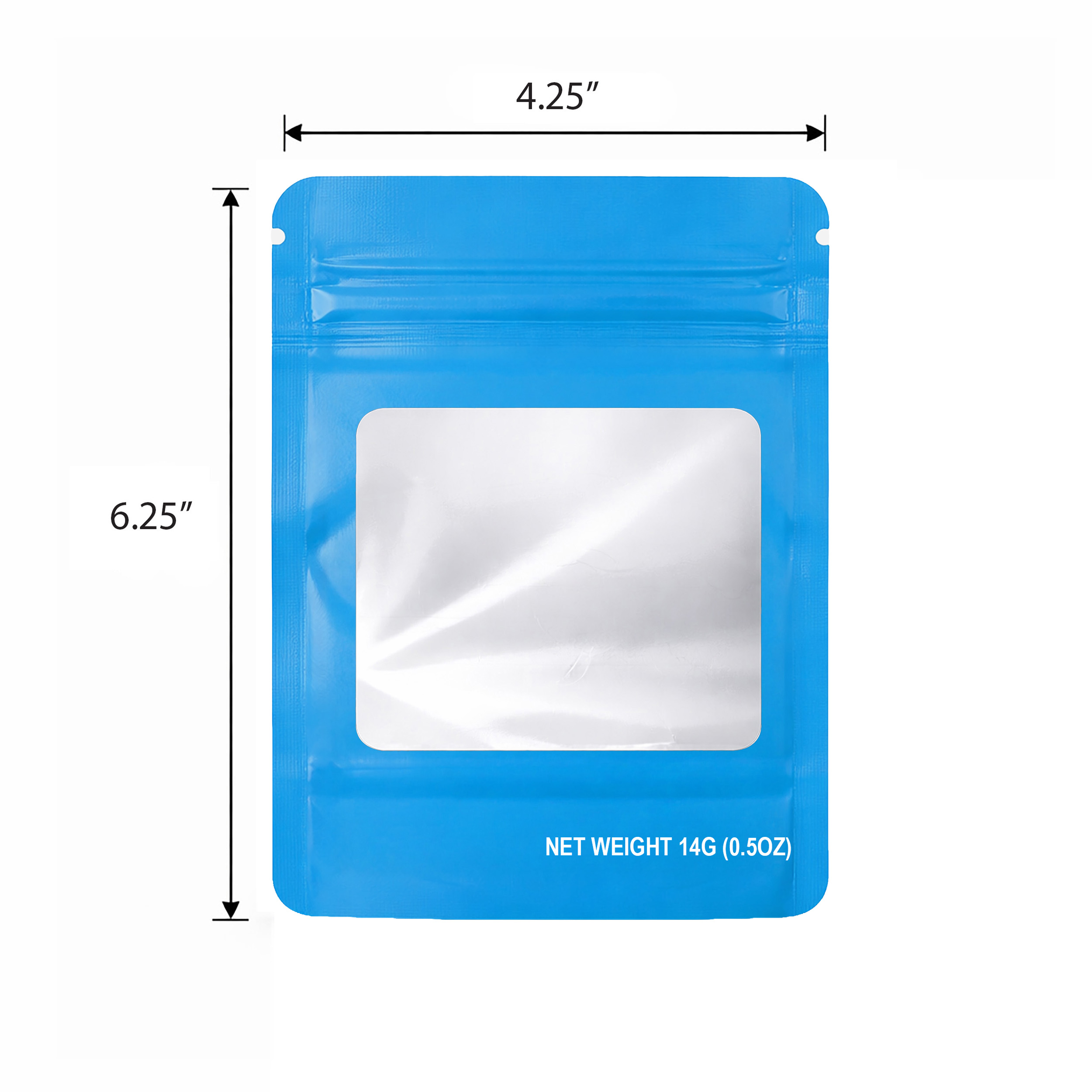 14G Blank Square Window Mylar Bag – Premium Packaging (Light Blue) (50 Count) SMBW-14G-010 - Image 2