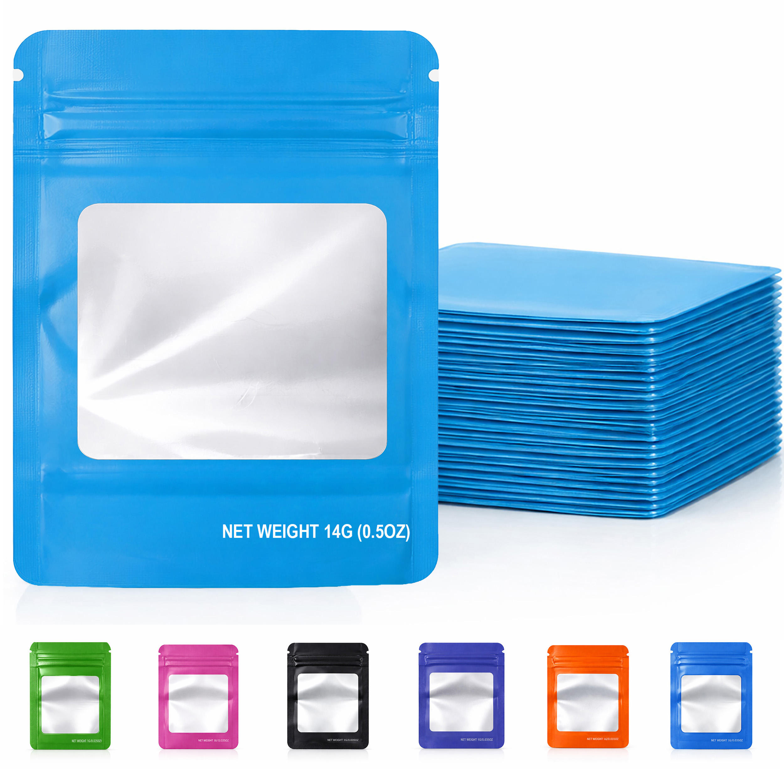 14G Blank Square Window Mylar Bag – Premium Packaging (Light Blue) (50 Count) SMBW-14G-010 - Image 6