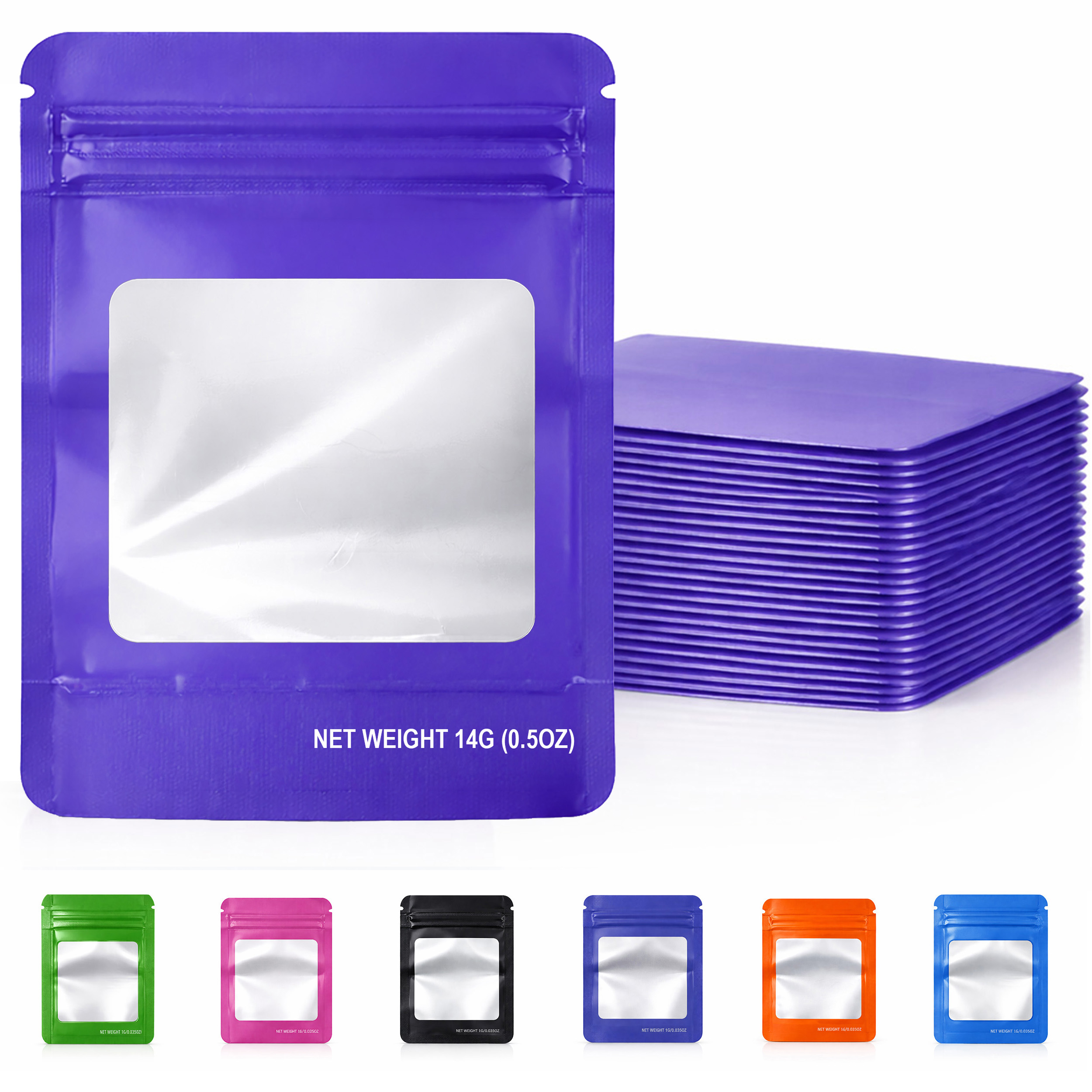 14G Blank Square Window Mylar Bag – Premium Packaging (Purple) (50 Count) SMBW-14G-011 - Image 6